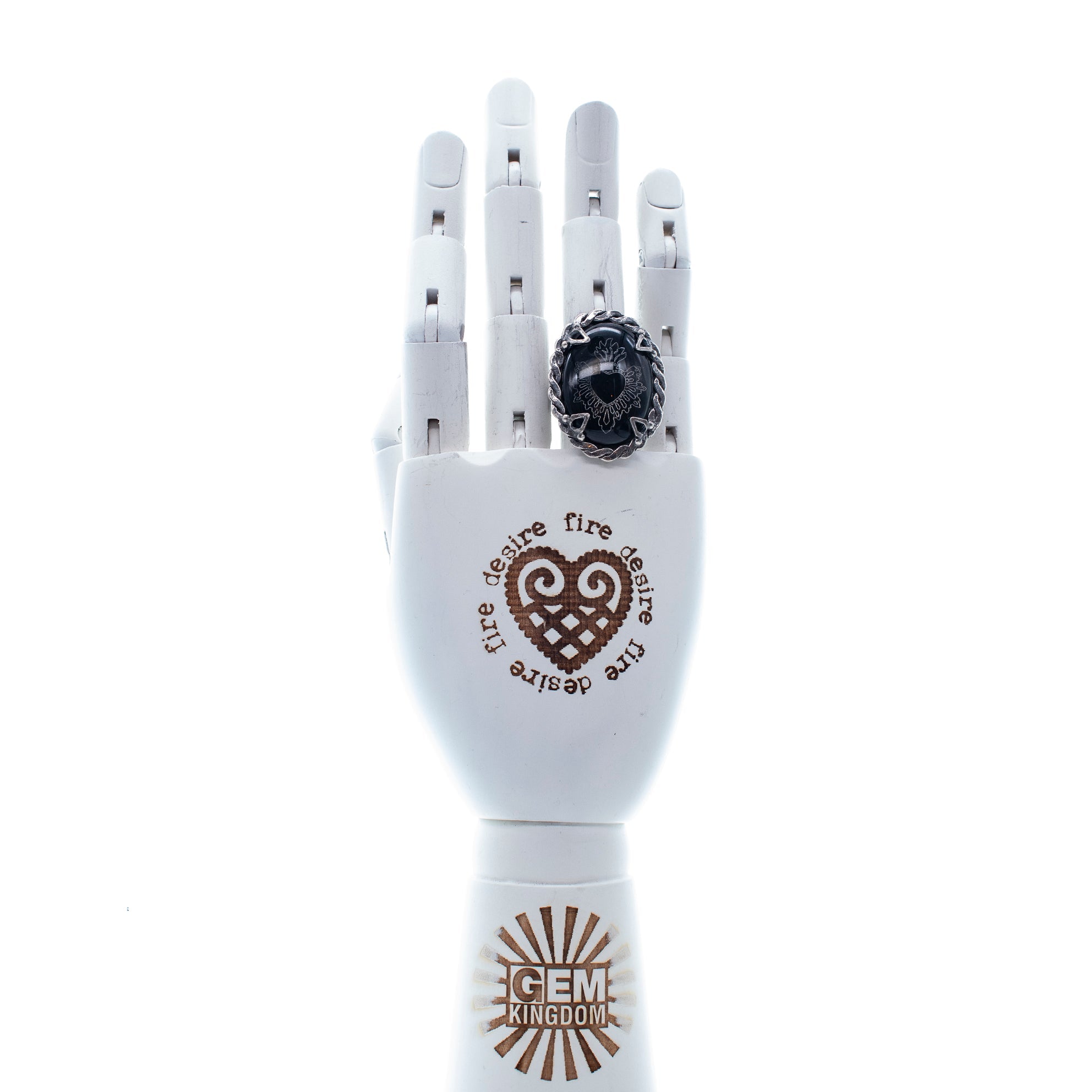 R 25e03 Black Sacred Heart Ring