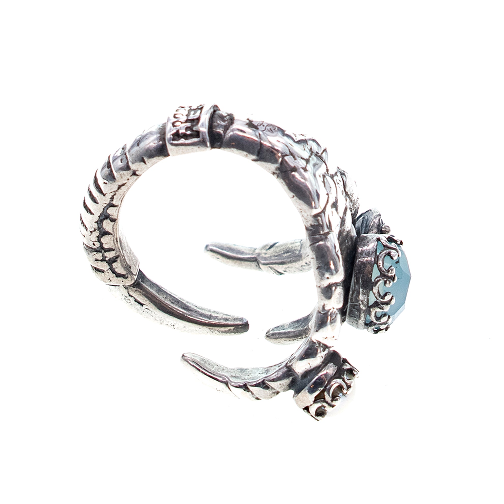 R 25f03A Multi-Stone Claw Ring Aqua