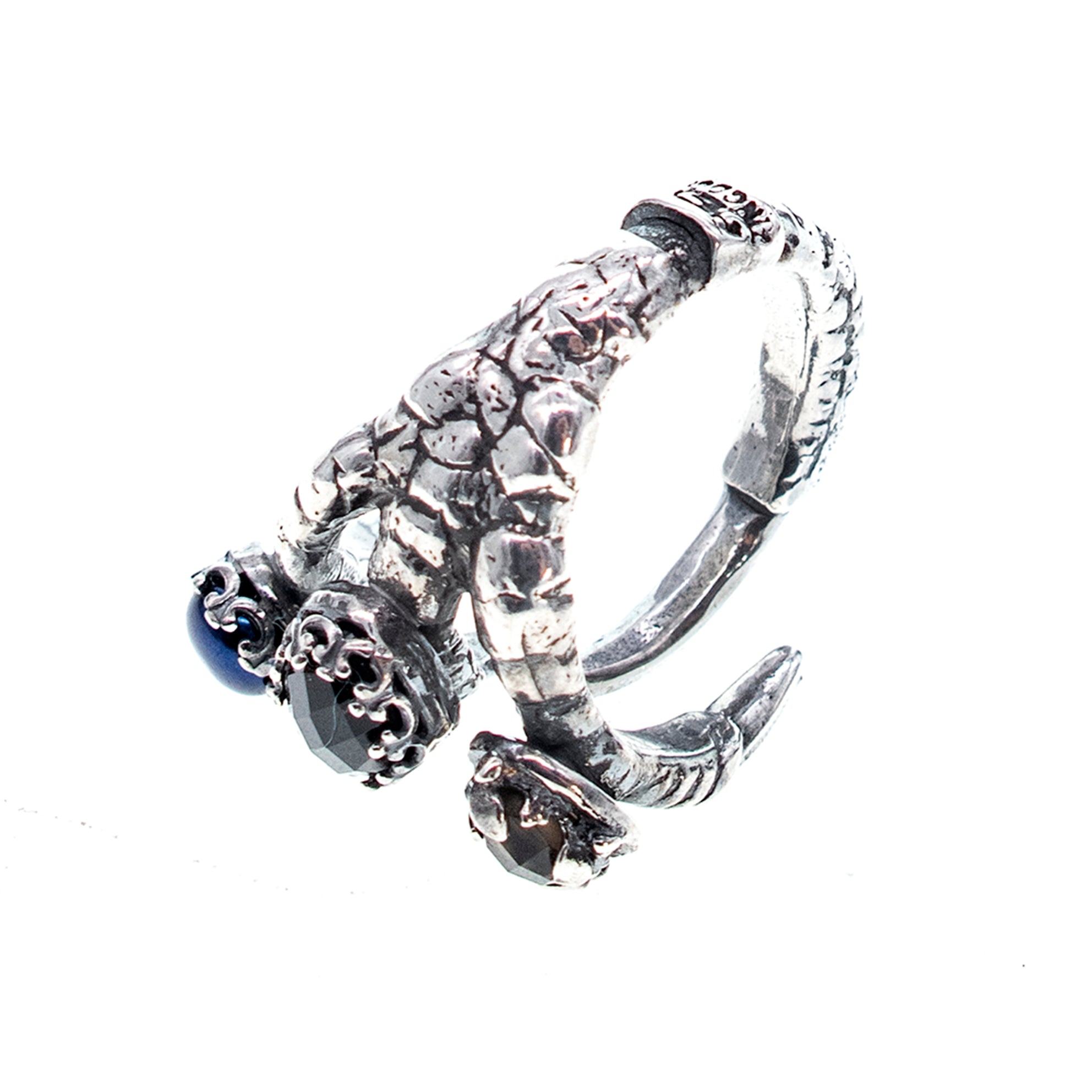 R 25f03B Multi-Stone Claw Ring Dark