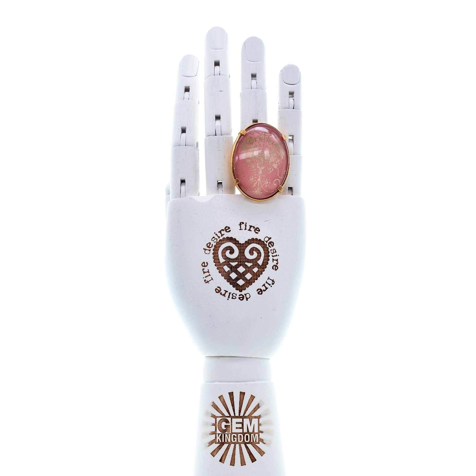 R 25g21C Pink Intaglio Statement Ring