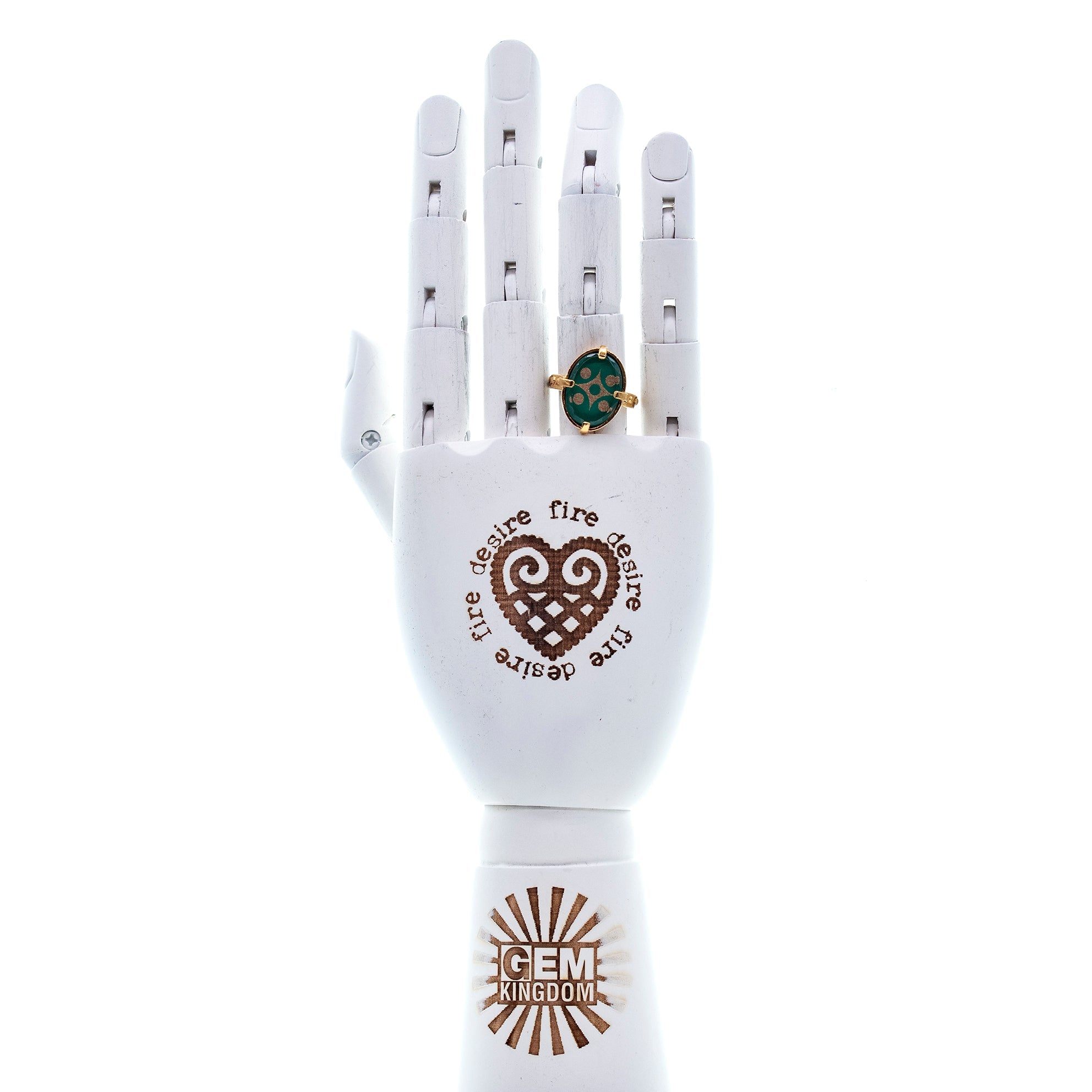 R 25g28D Green Star Intaglio Statement Ring
