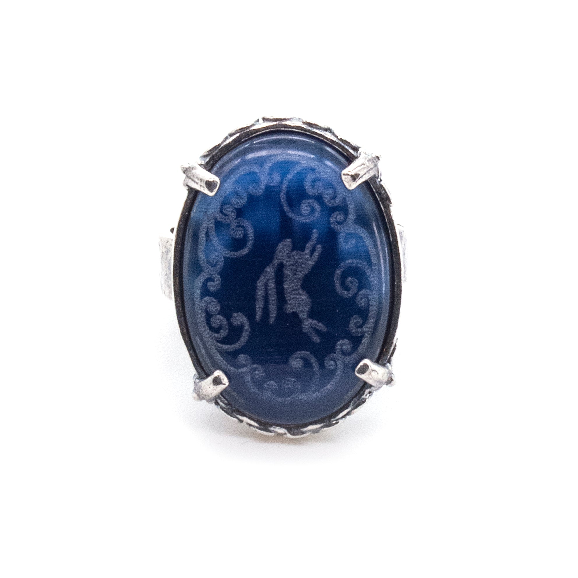 R 26a07B Blue Jumping Hare Ring