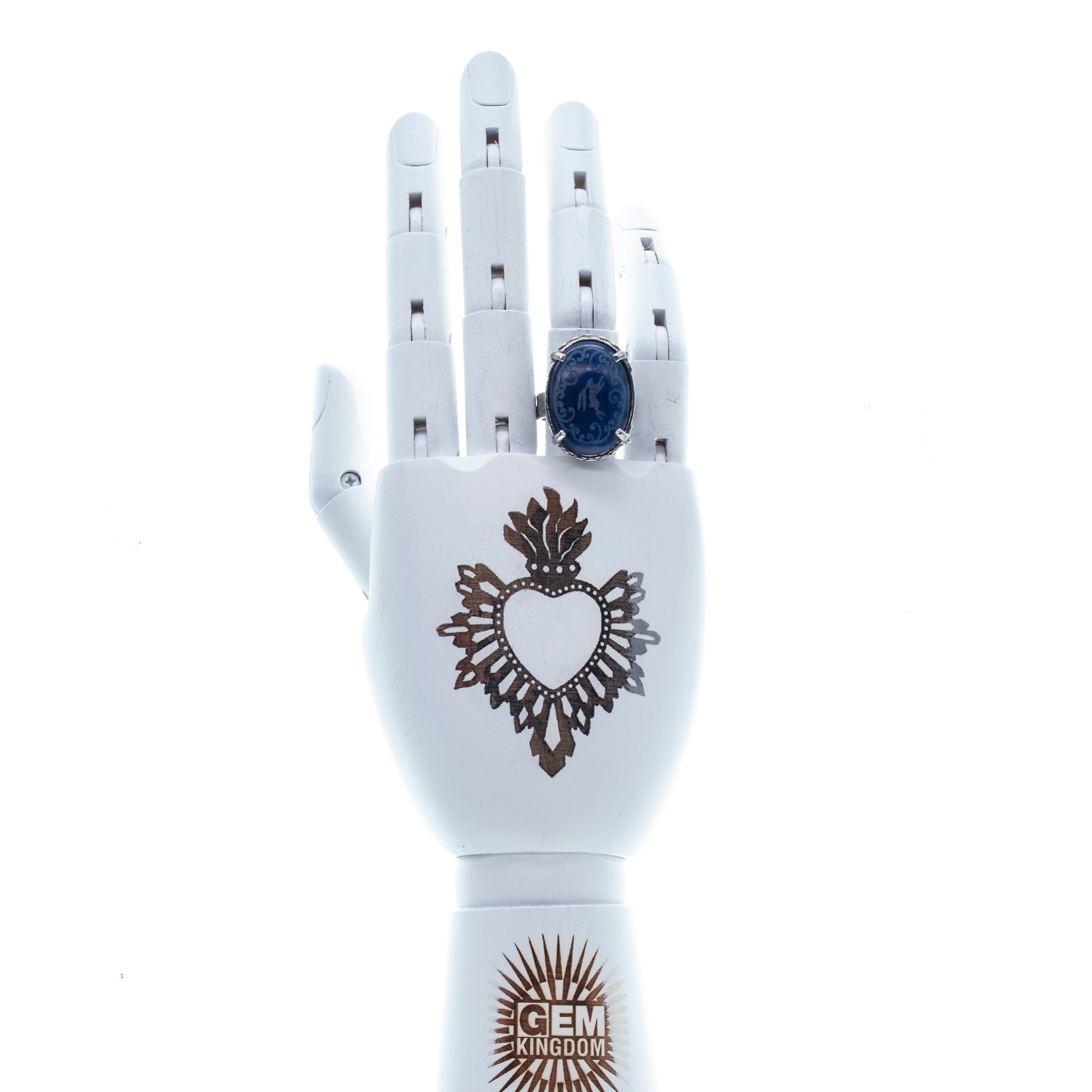 R 26a07B Blue Jumping Hare Ring