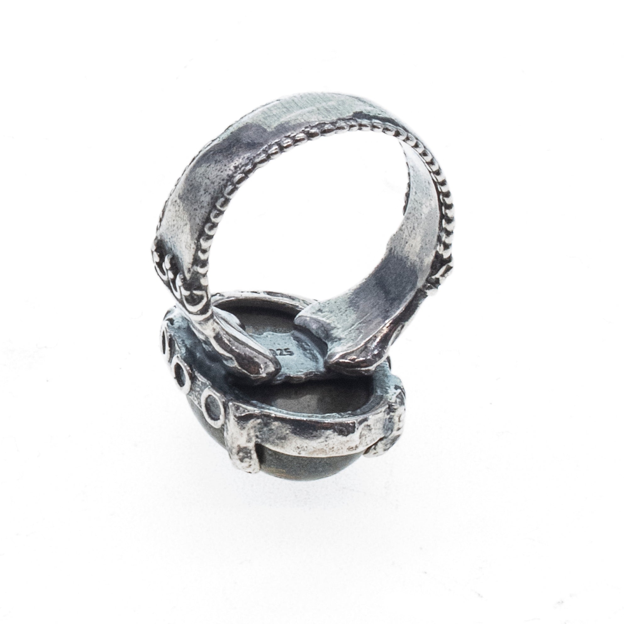 R 26a15 “SUN” Engraved Pyrite Ring