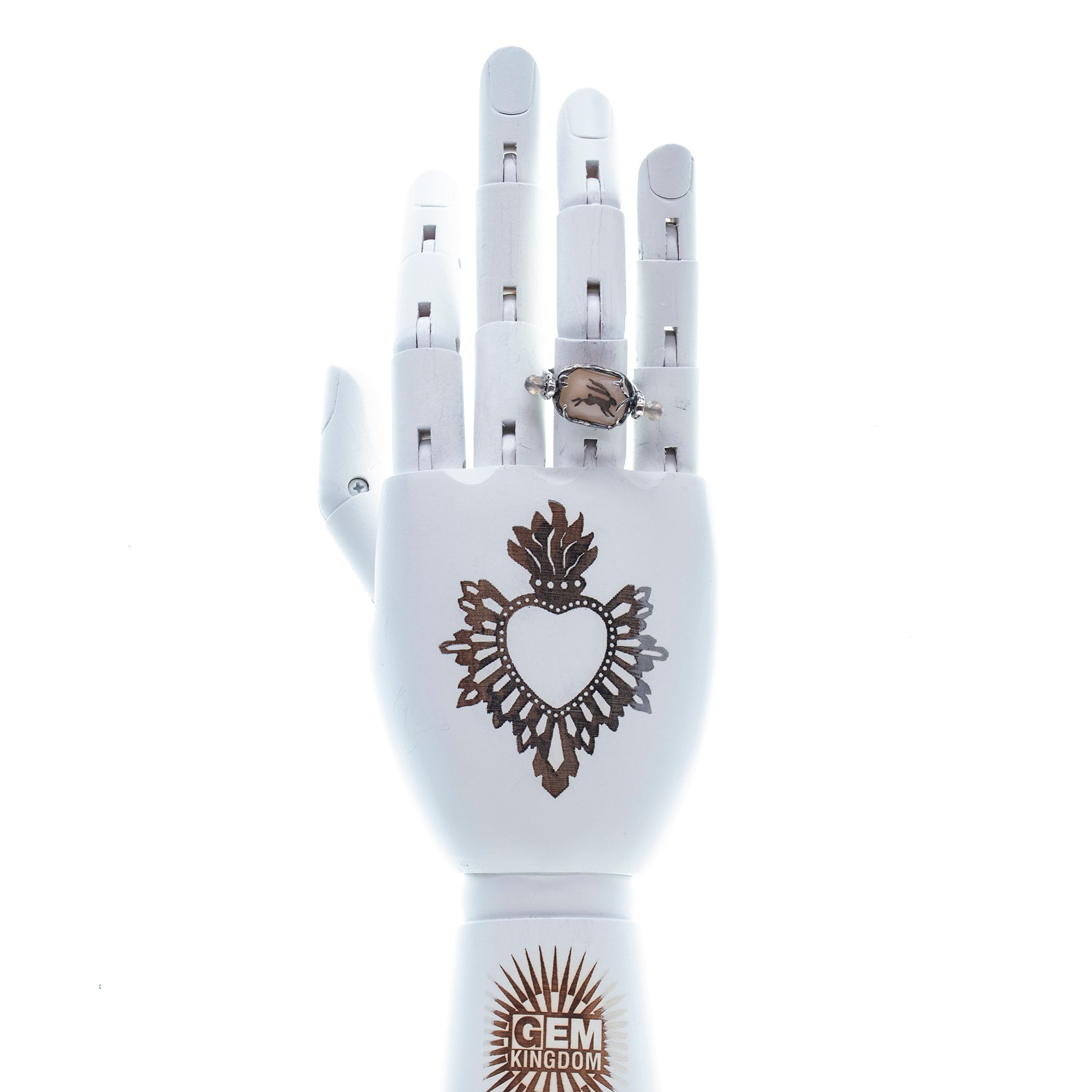 R 26a16 Rotating Hare & Heart Ring