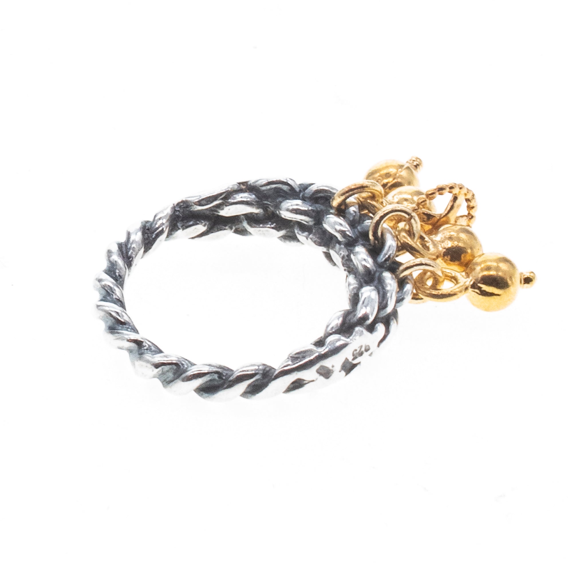 R 26a17 Golden Charm And Sterling Silver Band Ring