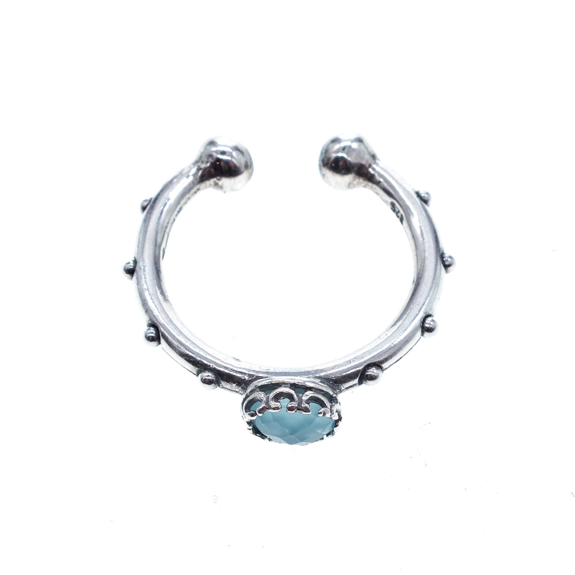 R 26a21 Aqua Onyx Studded Band Ring