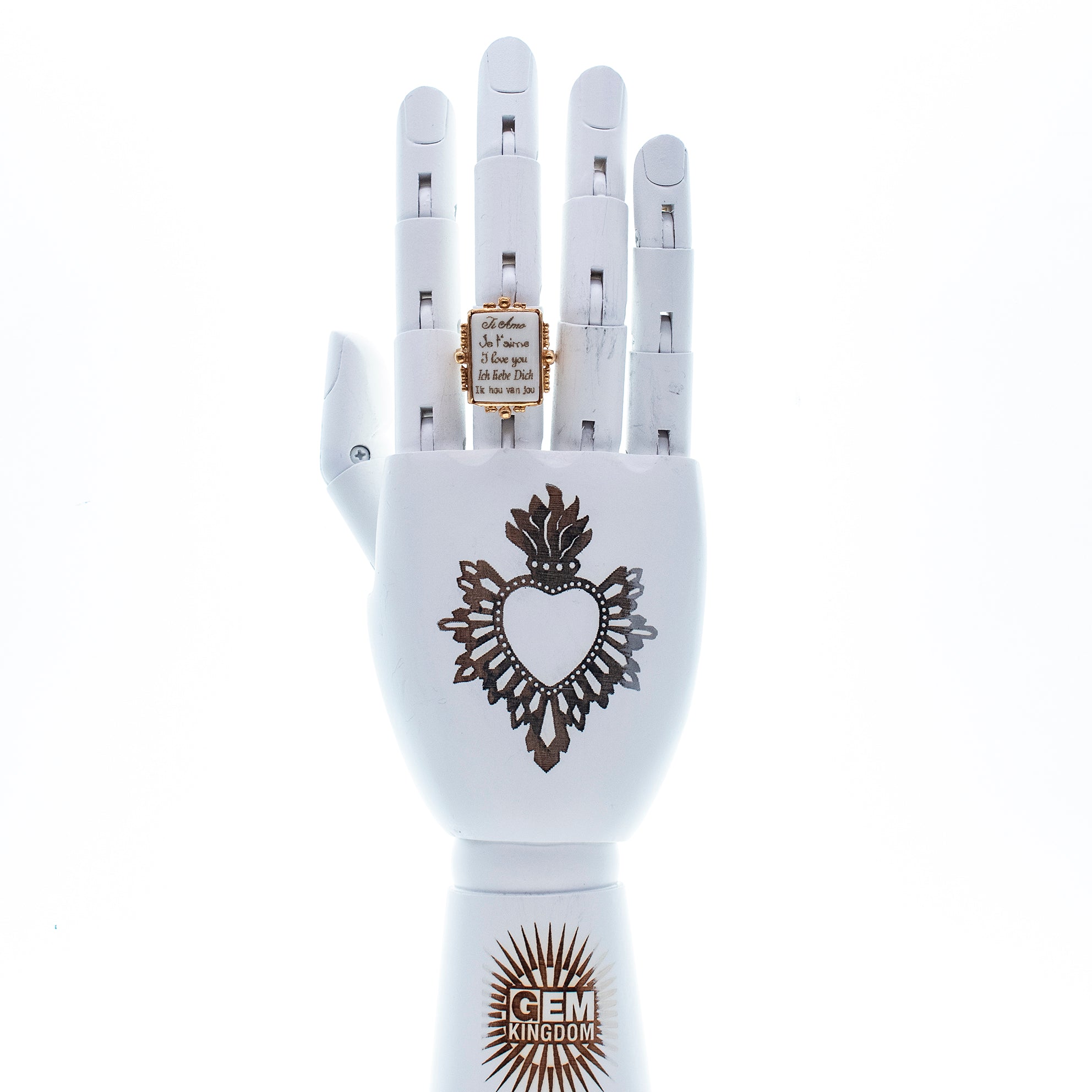 R 26g04 White Love Letter Ring