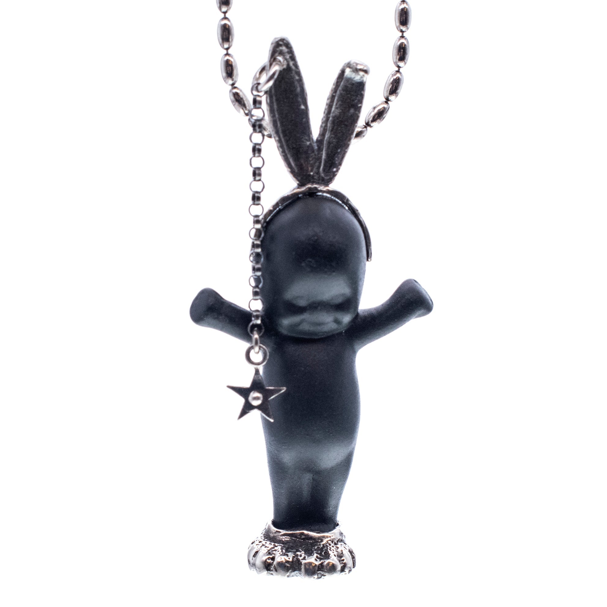 BS53 B Happy Baby "Rebel Rabbit" Black and silver Necklace