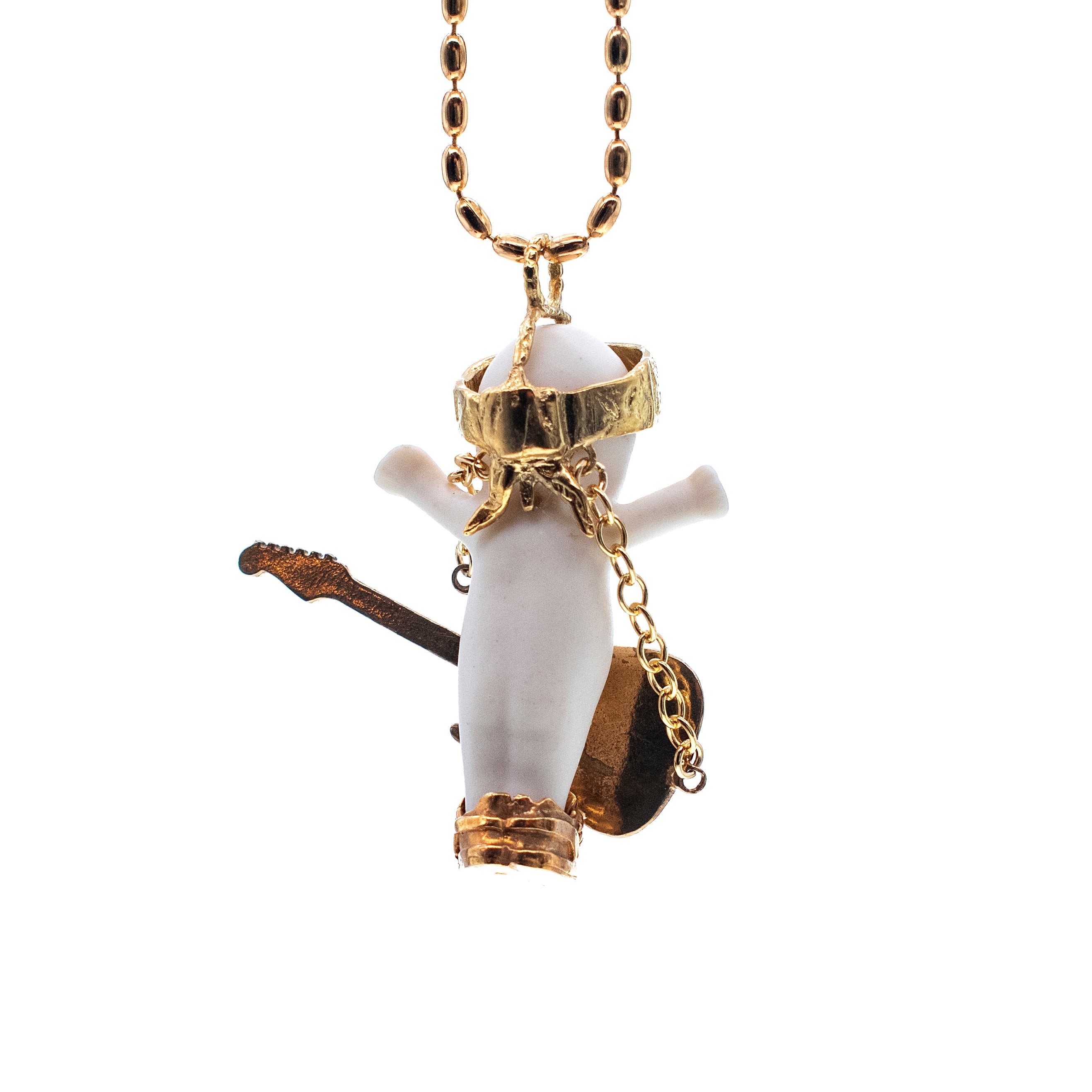 BG43A Happy Baby "Rock-a-bye" White and gold Necklace