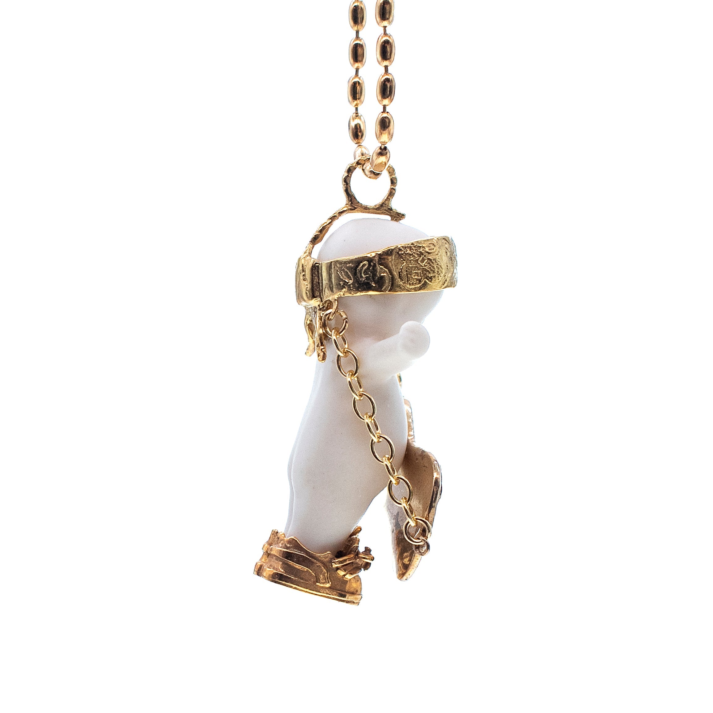BG43A Happy Baby "Rock-a-bye" White and gold Necklace