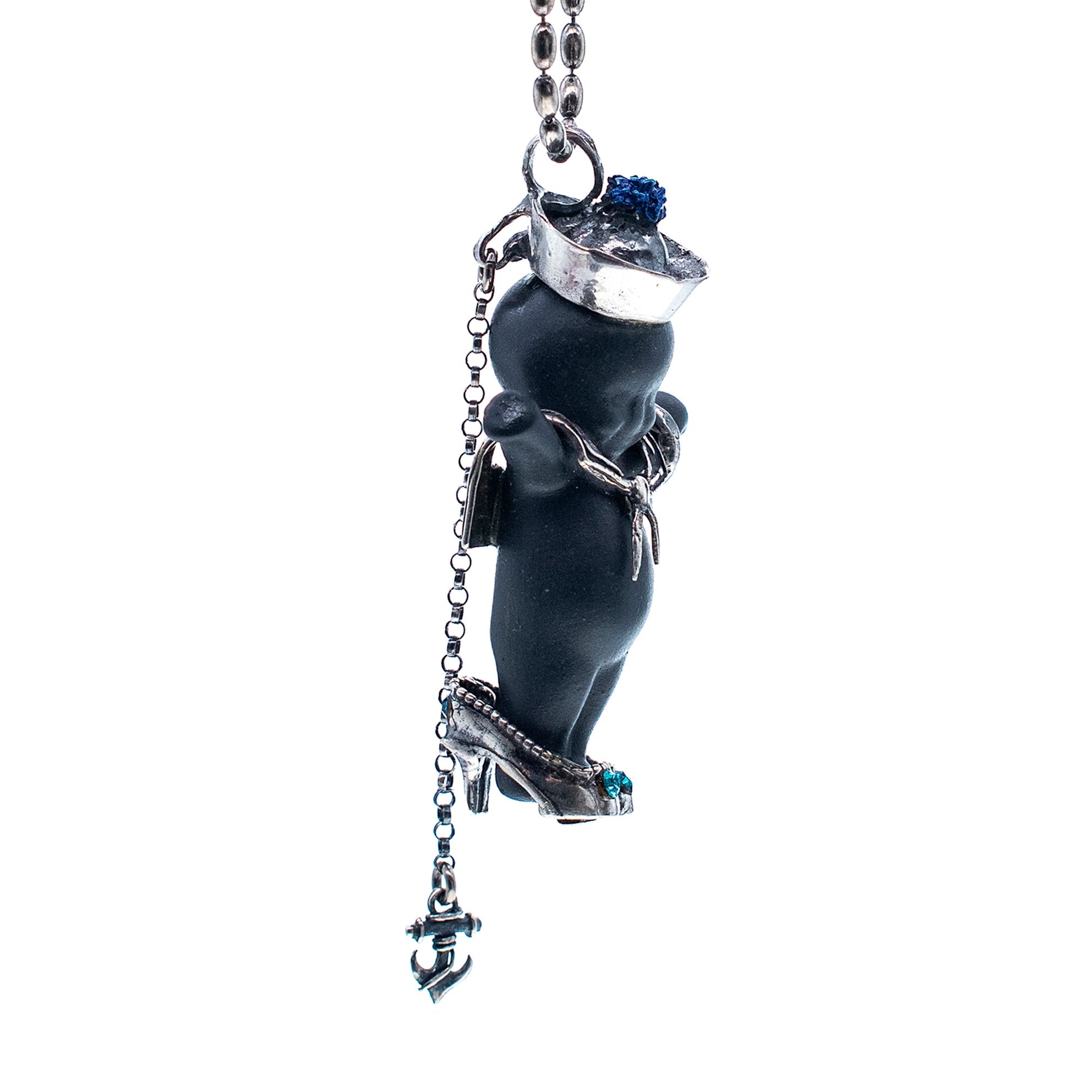 BS50B Happy Baby "Little Sailor" Black and silver Necklace