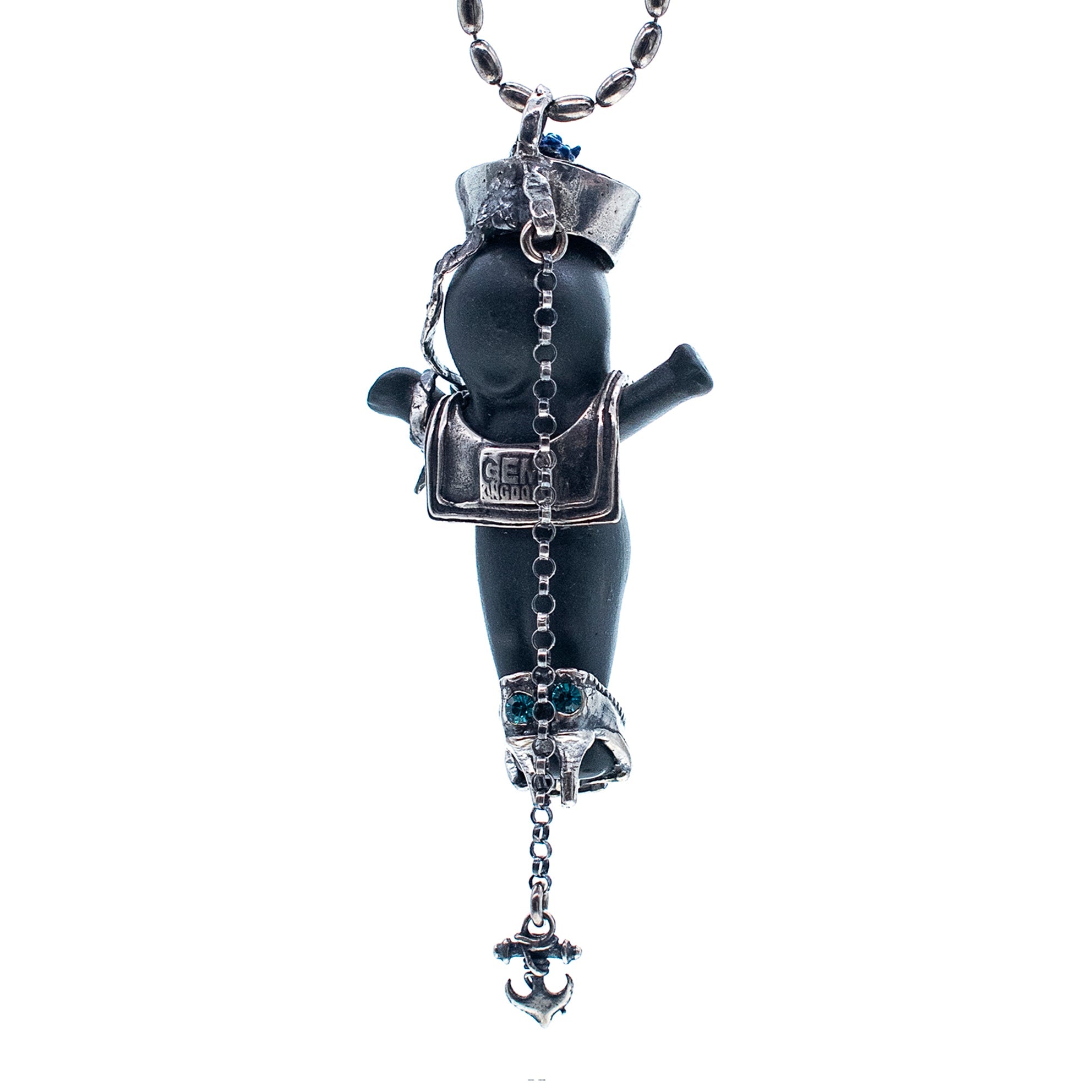 BS50B Happy Baby "Little Sailor" Black and silver Necklace