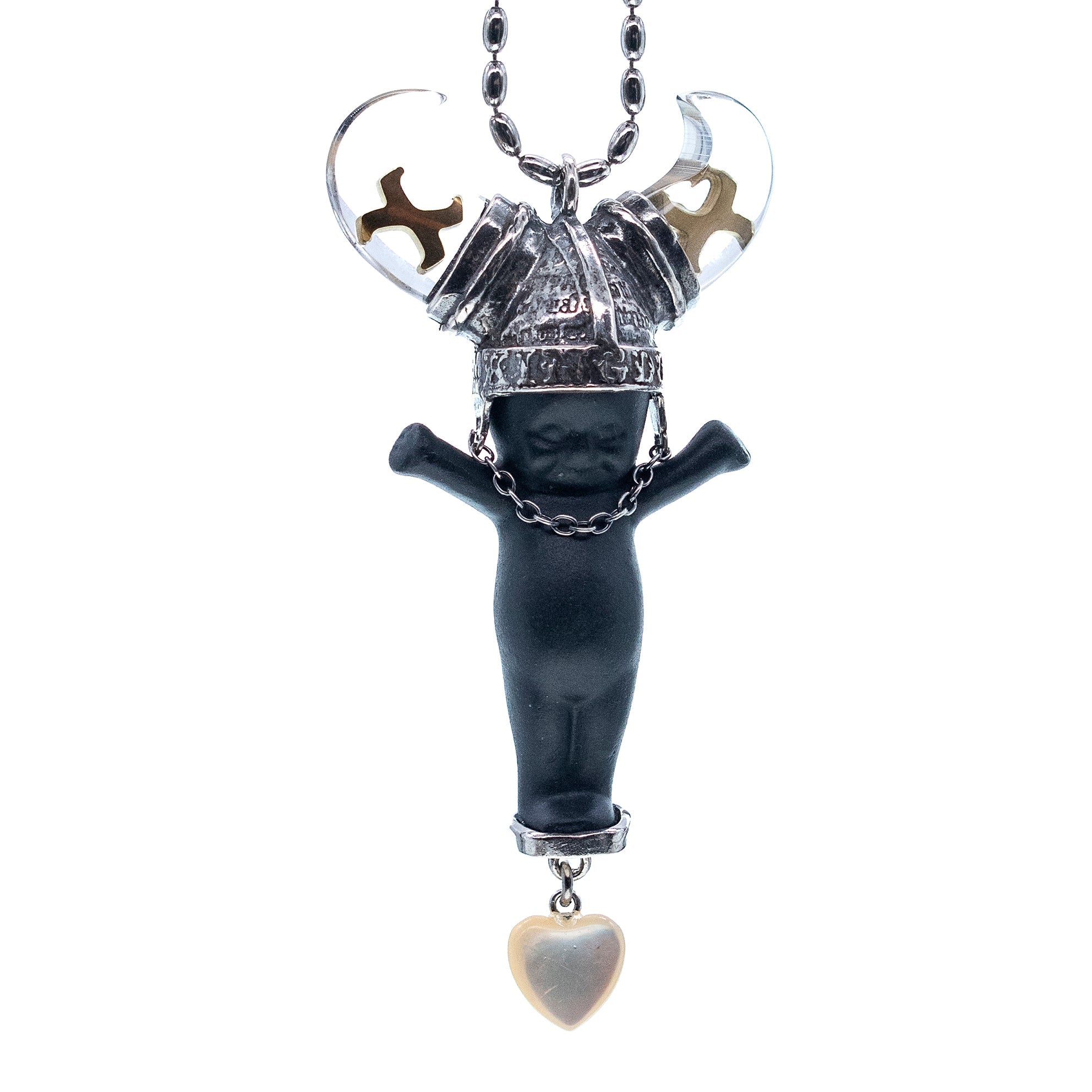 BS14B Happy Baby "little viking" Black and silver Necklace