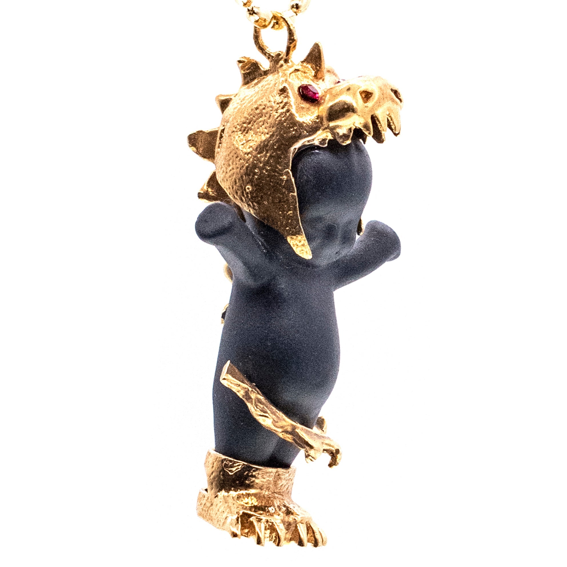 BG44B Happy Baby "Little Dragon" Black and gold Necklace