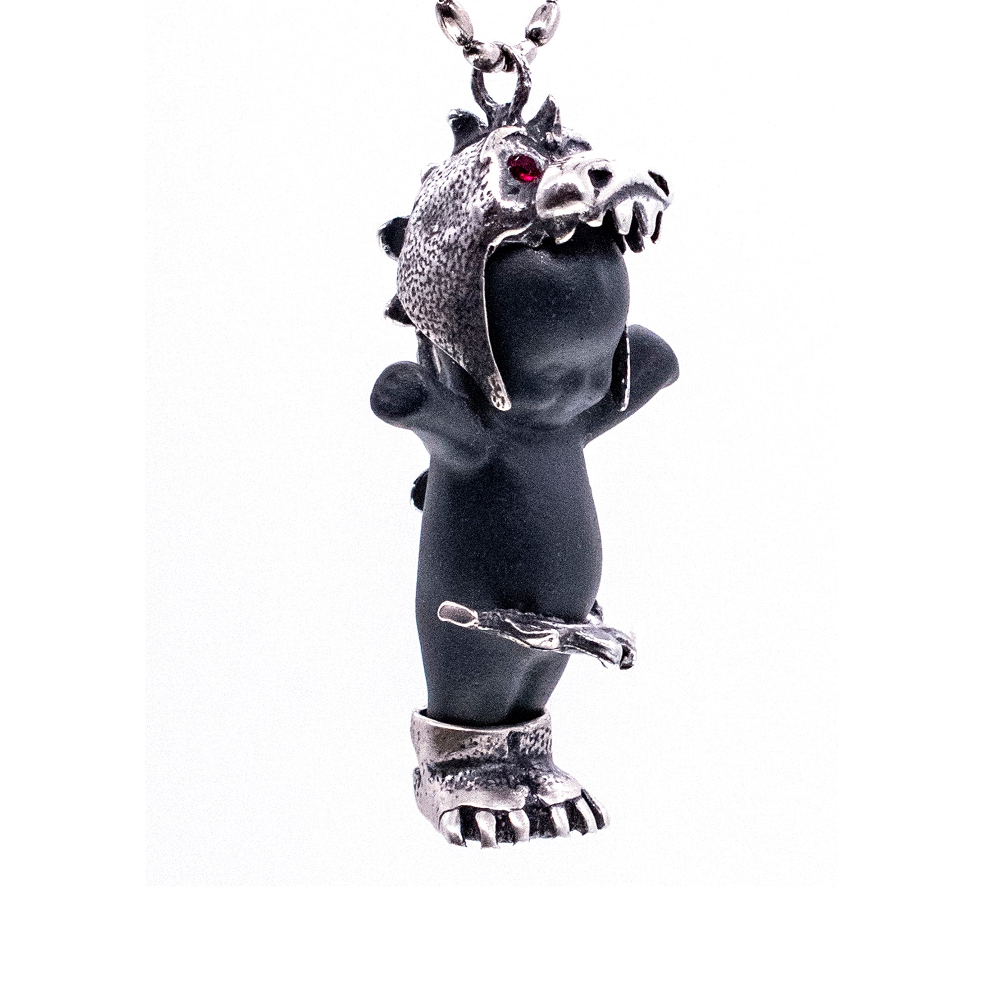 BS44B Happy Baby "Little Dragon" Black and silver Necklace