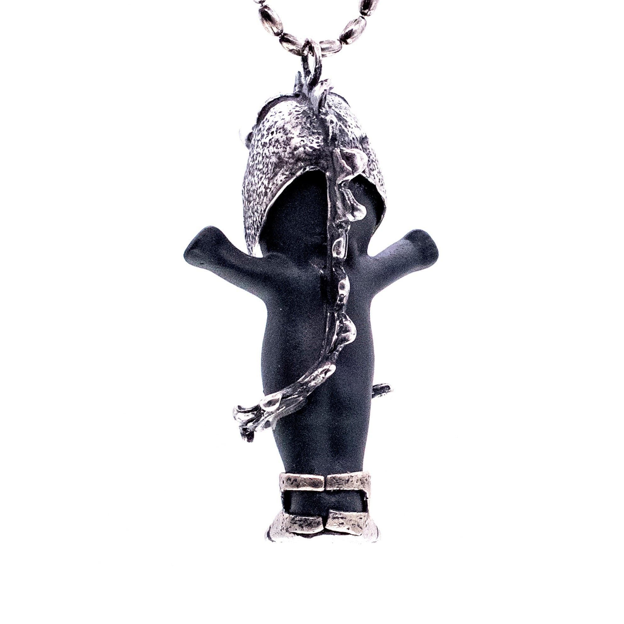 BS44B Happy Baby "Little Dragon" Black and silver Necklace
