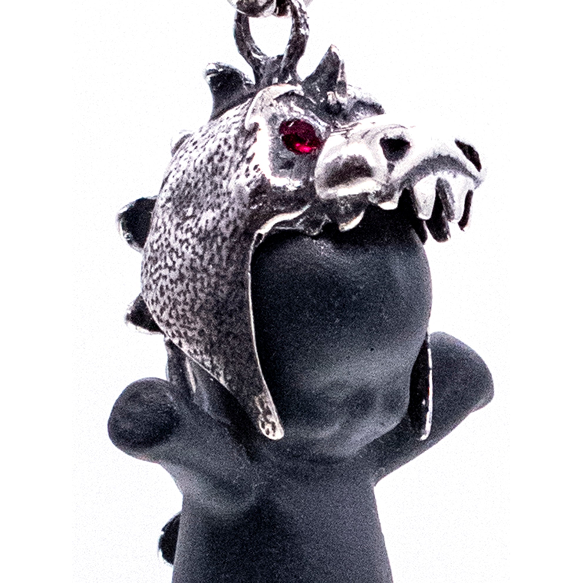 BS44B Happy Baby "Little Dragon" Black and silver Necklace