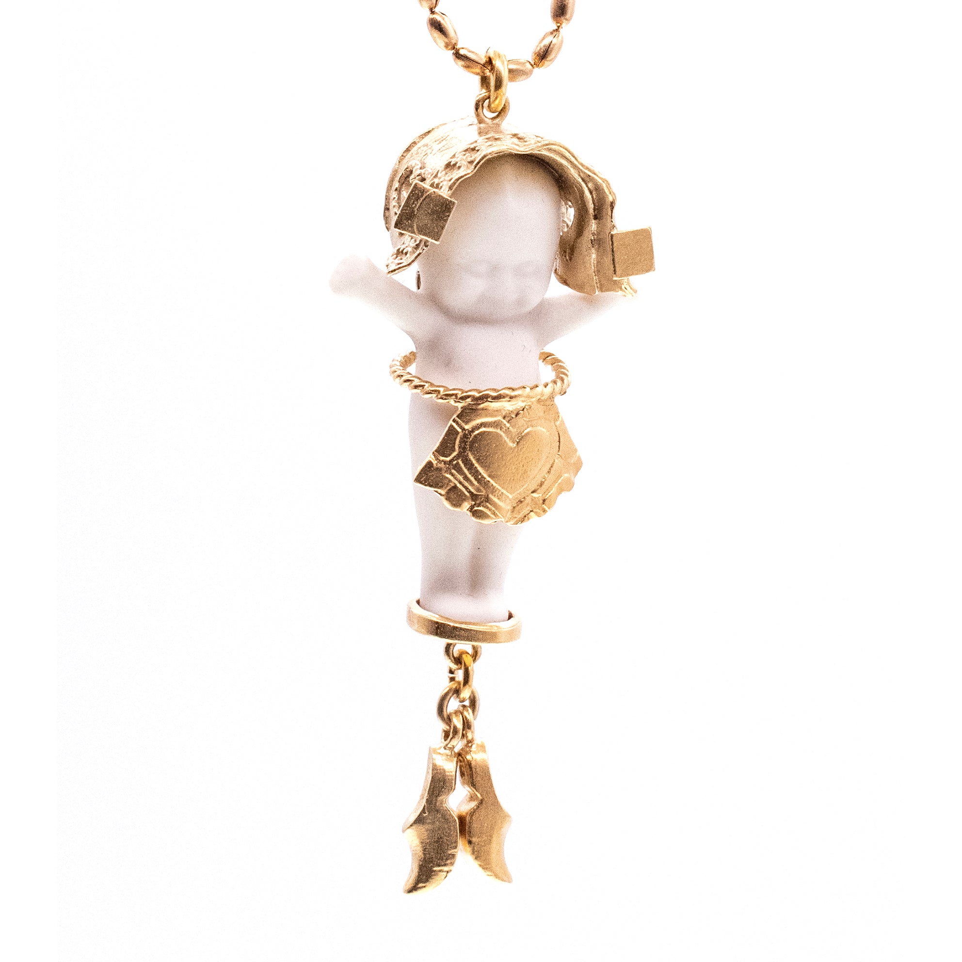 BG08A Happy Baby "Little Dutch girl" White and gold Necklace