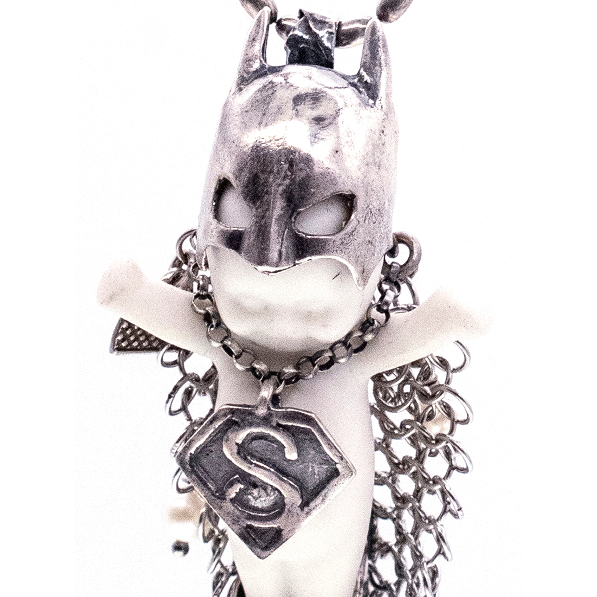 BS39A Happy Baby "Hero on heels" white and silver Necklace