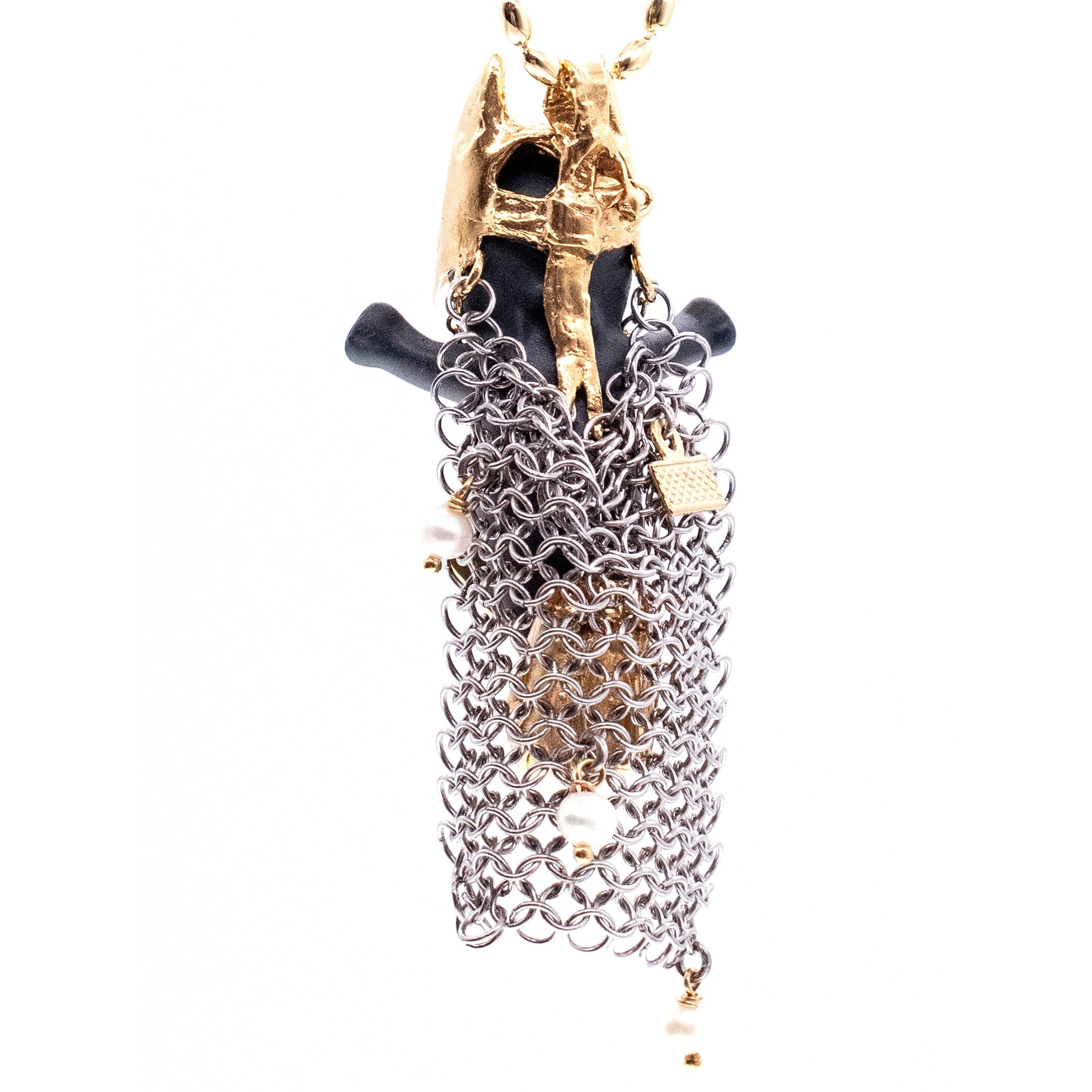 BG39B Happy Baby "Hero on heels" Black and gold Necklace