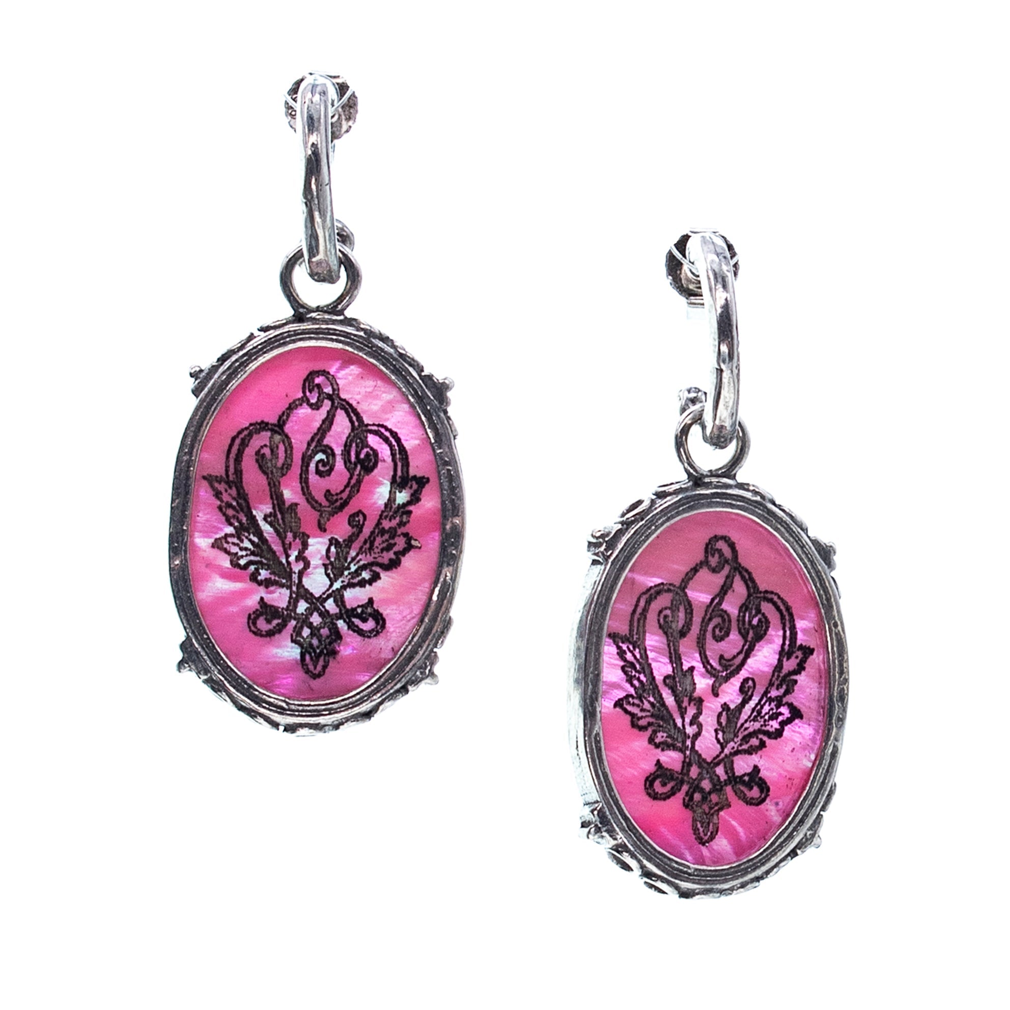E 25e06B Pink Mother of Pearl Drop Earrings