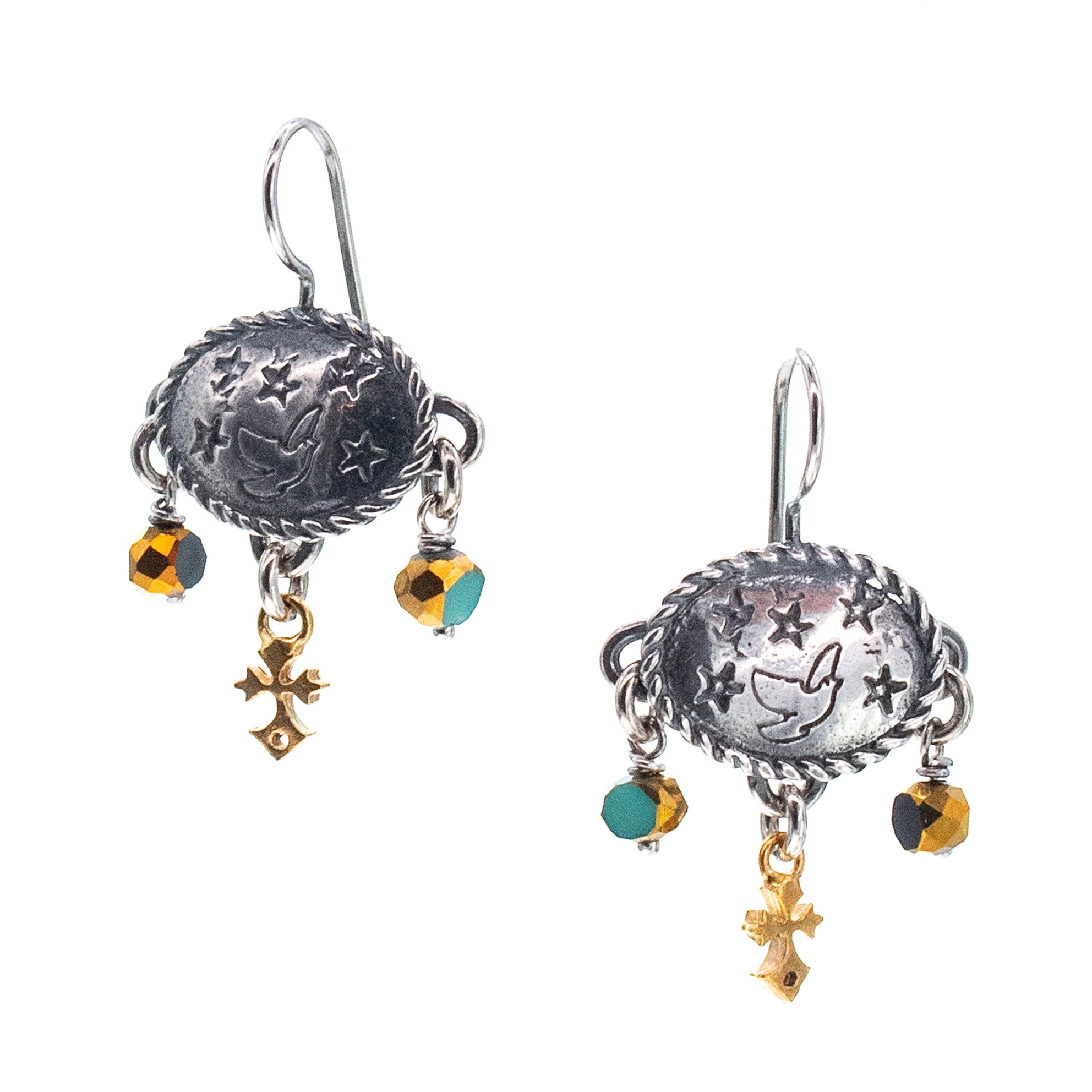 E 26a21 Dove & Star Chandelier Earrings