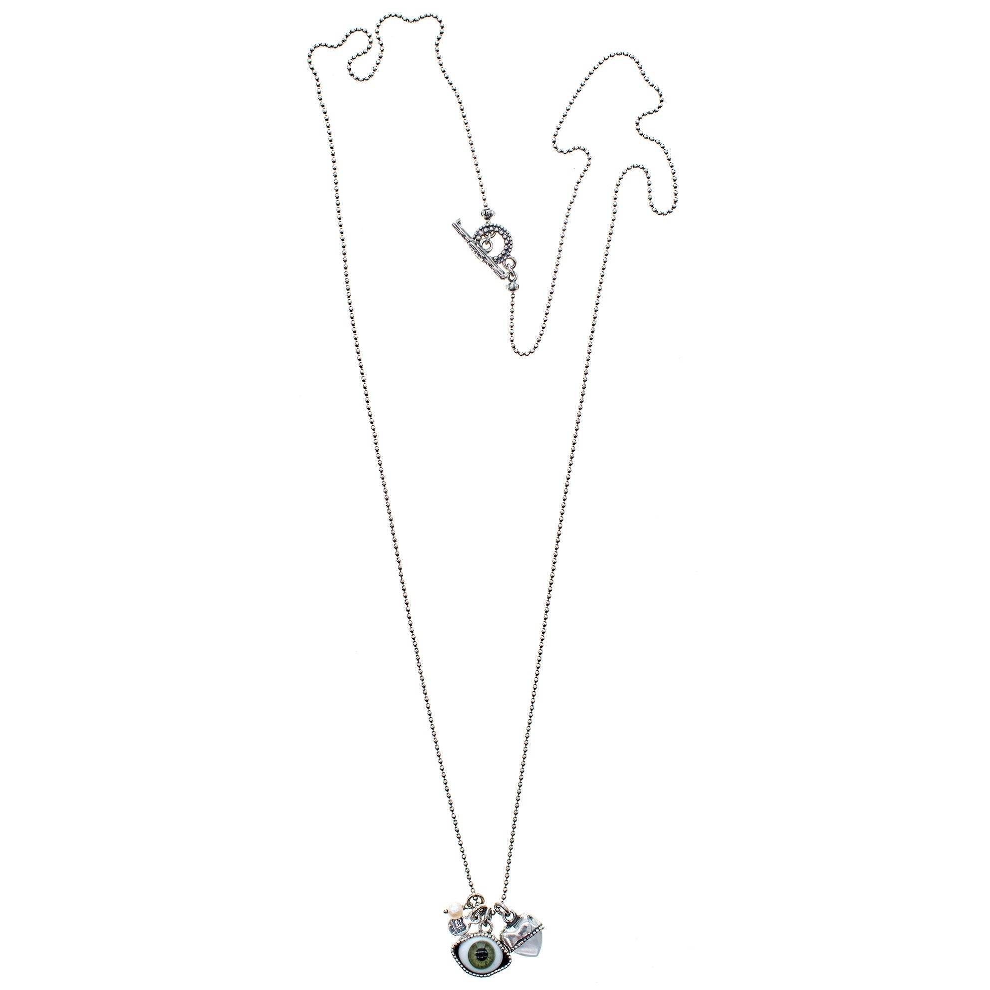NK 25a11-SD green eye love you necklace short