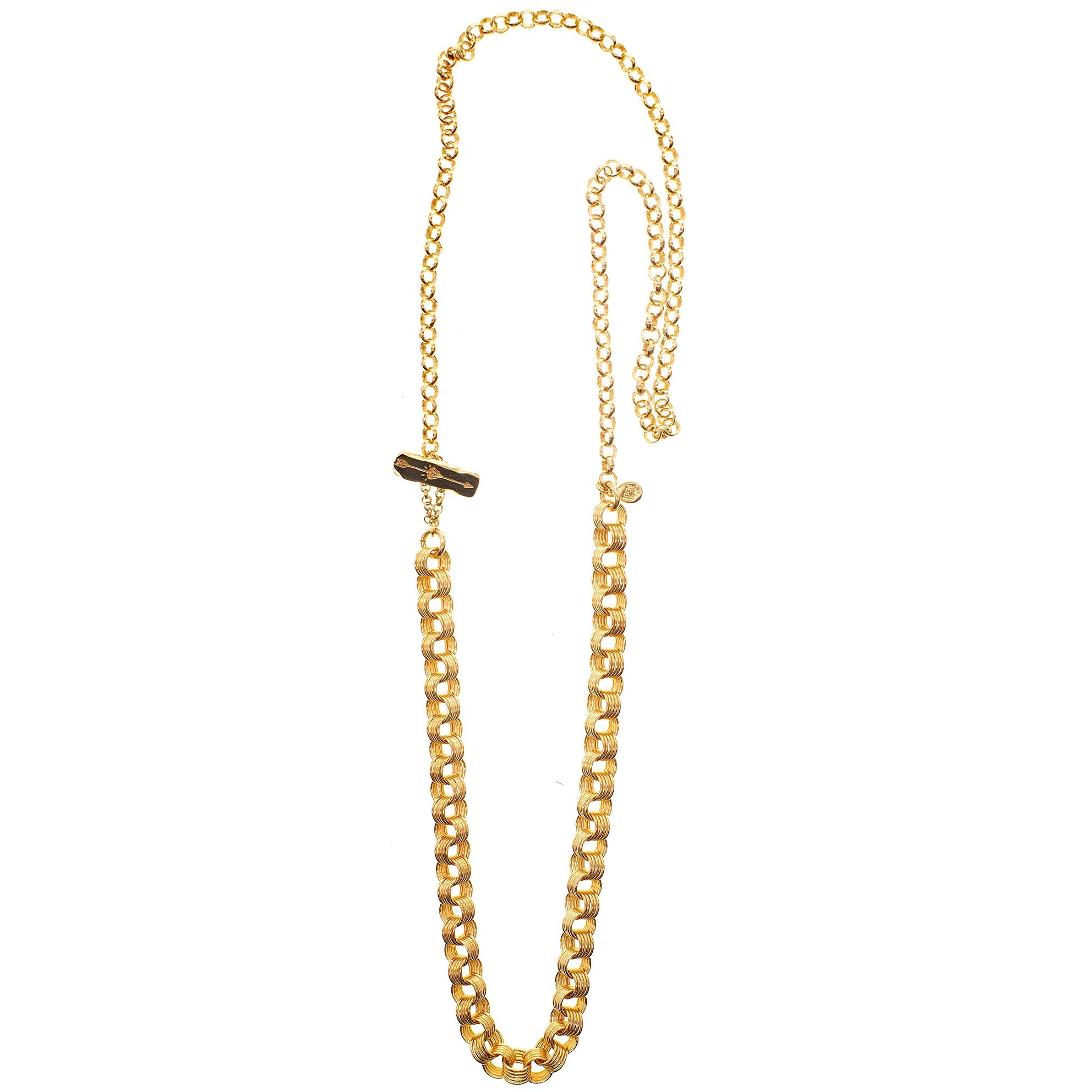 CH 25g01 Mixed Link Arrow T-Bar Necklace