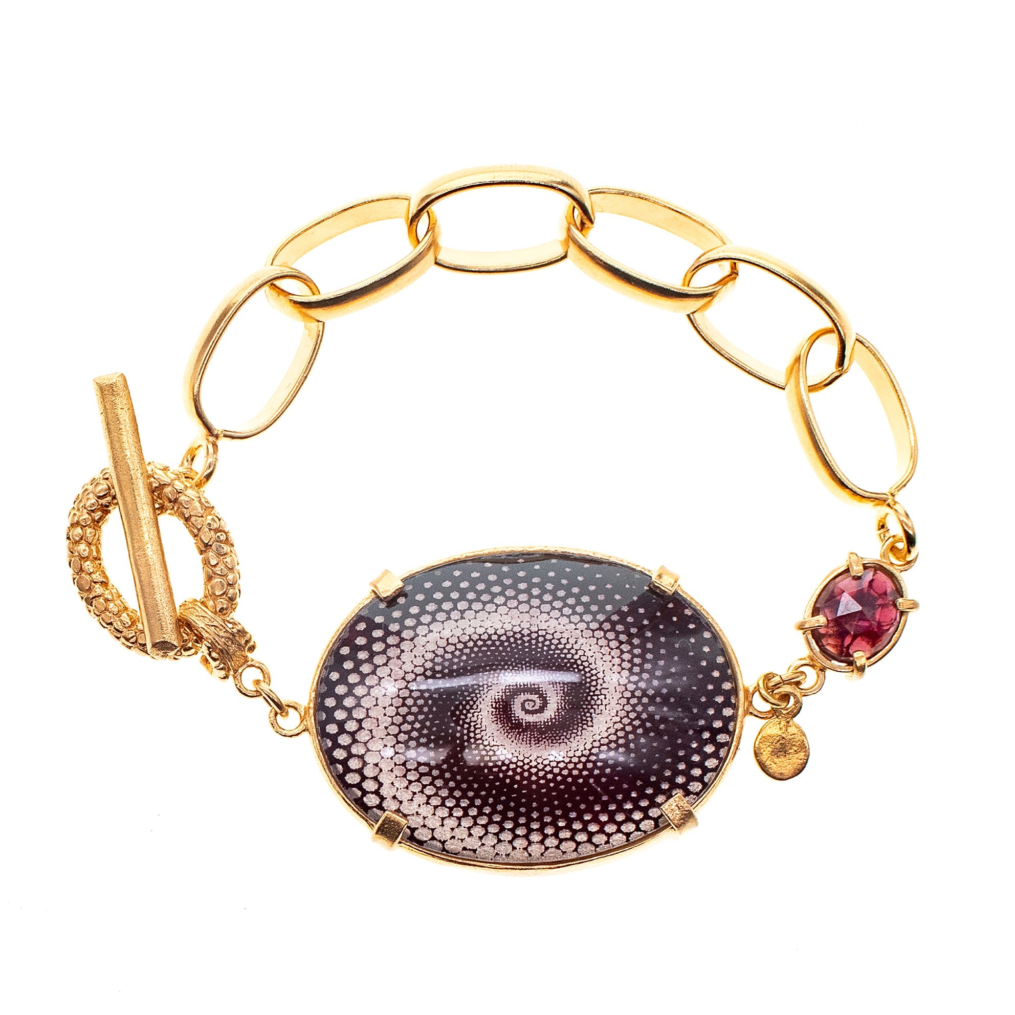 B 25g10 Spiral Crystal & Garnet Bracelet