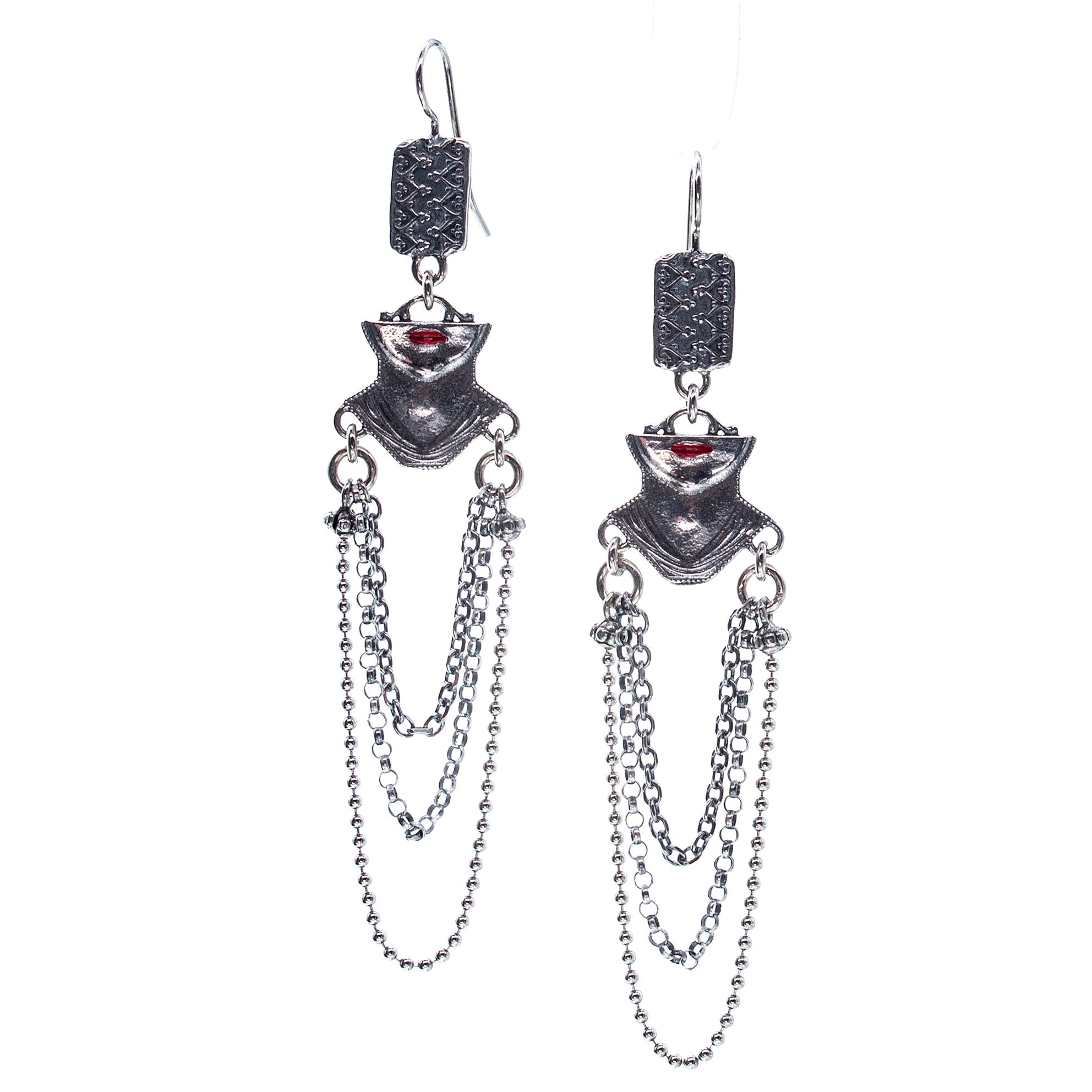 E 25e08 Silver "Ex Voto" Chandelier Drop Earrings
