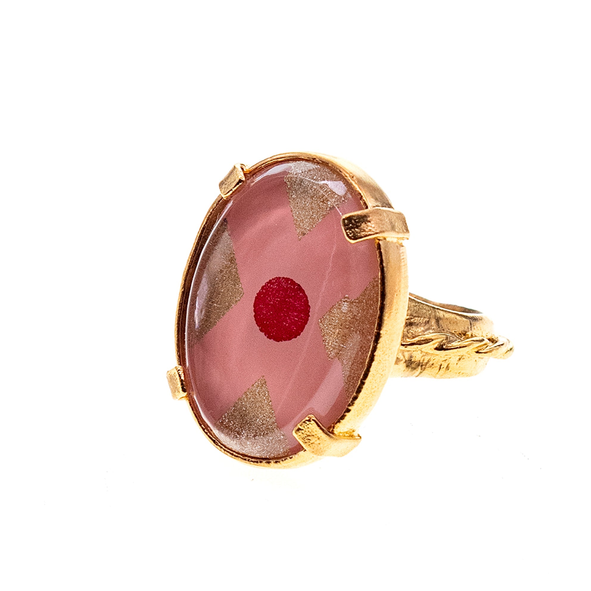 R 25g26C pink cross intaglio ring