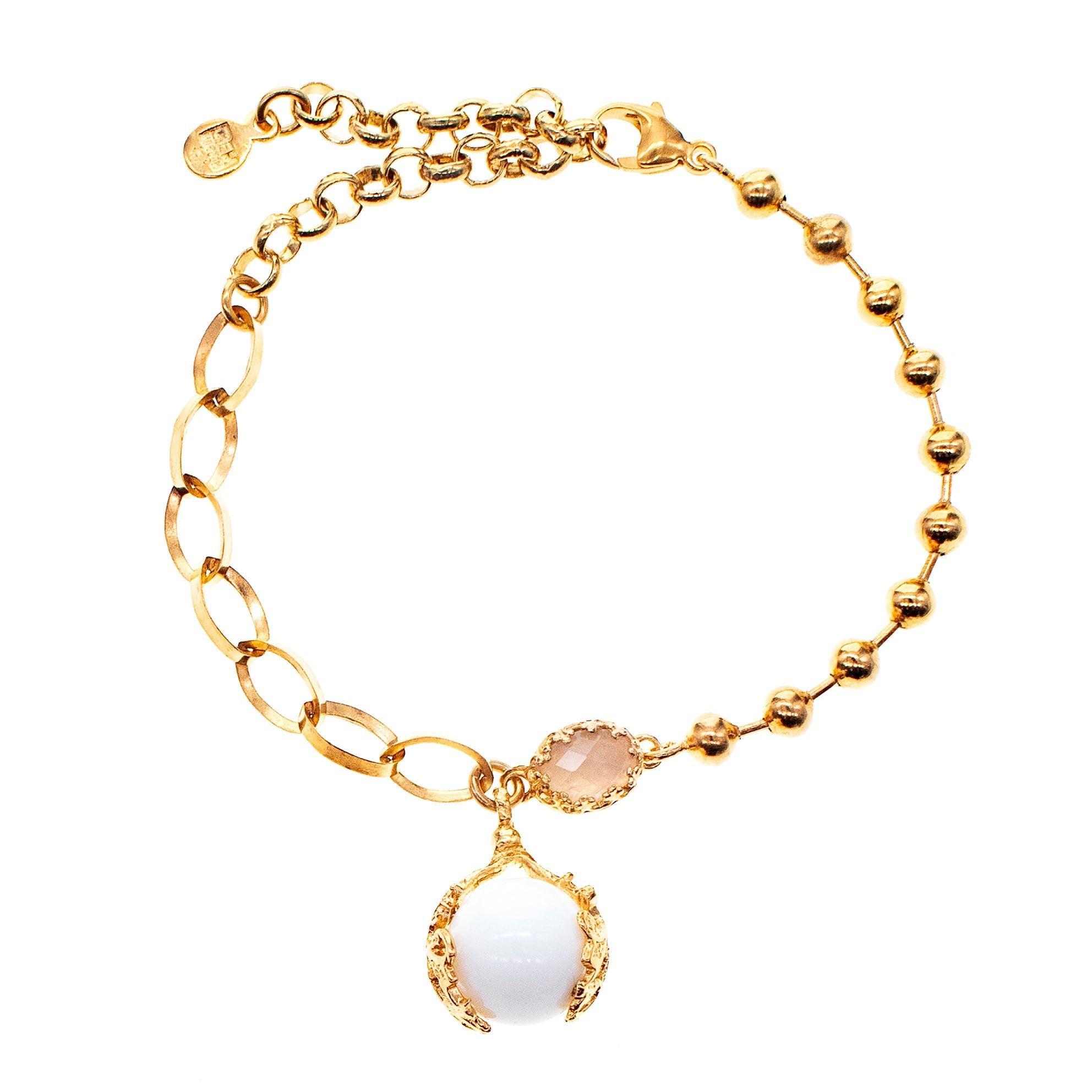 B 25g15A white Orb Charm Bracelet
