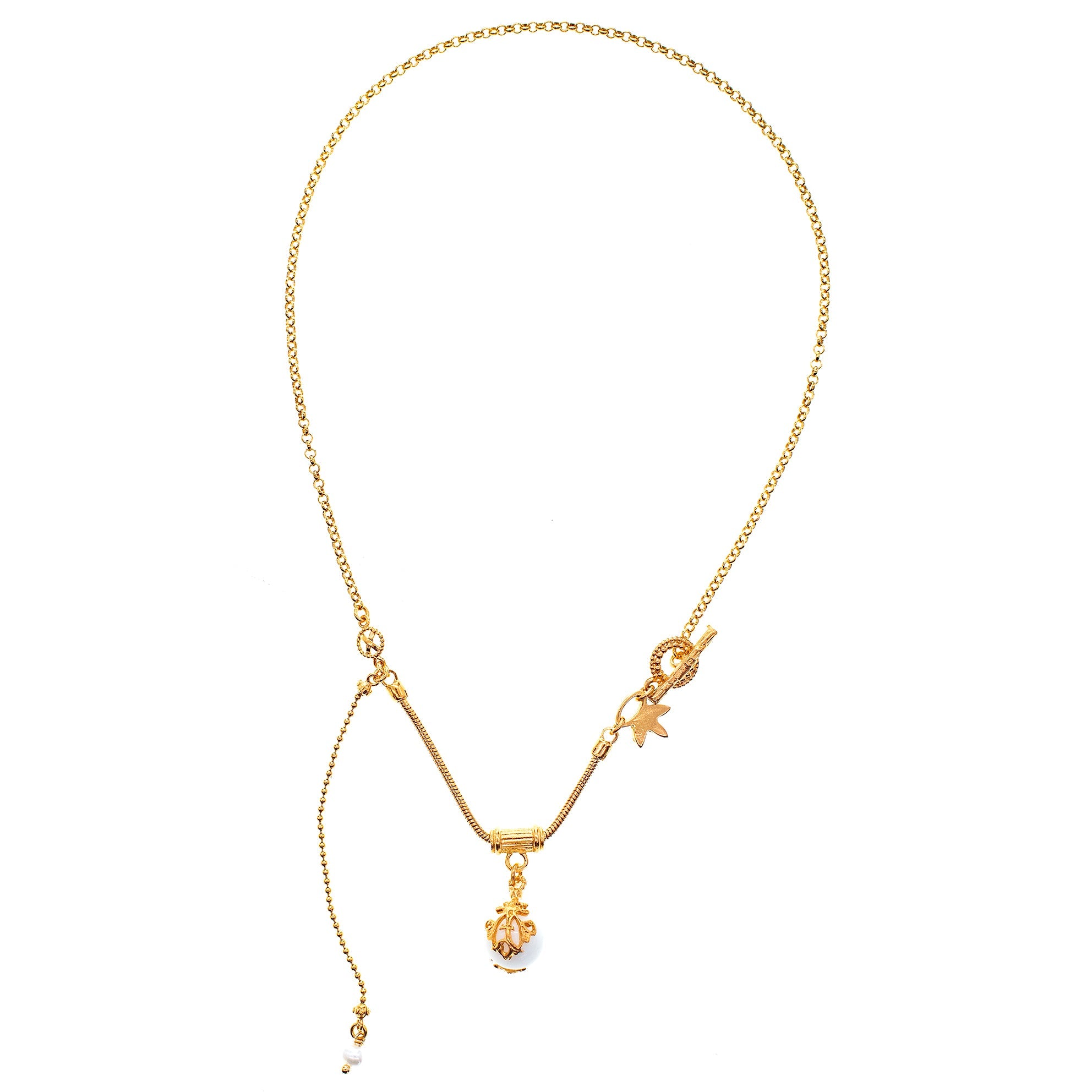 NK 25g35A white orb charm necklace