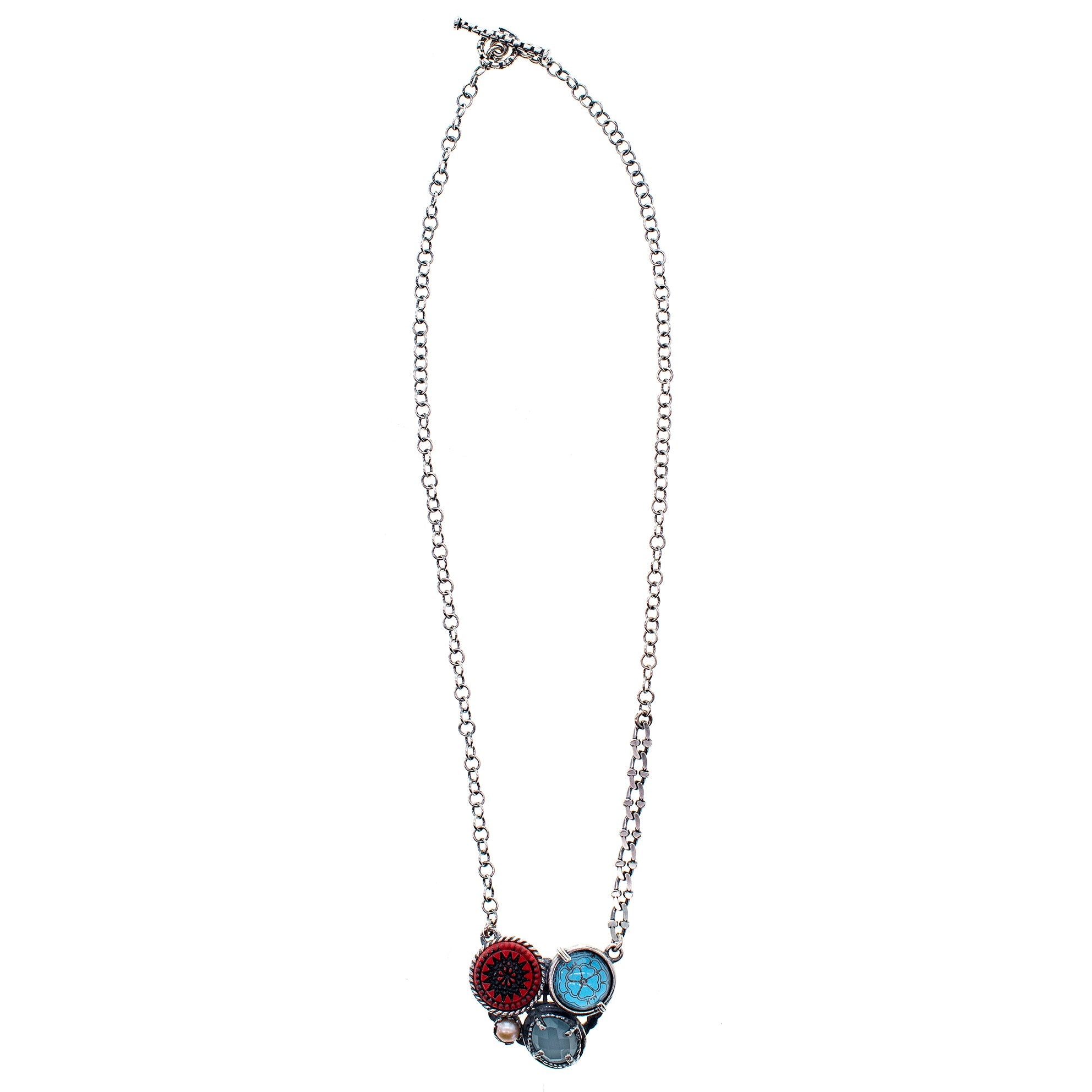 NK 25e05B Red-Blue Intaglio Necklace