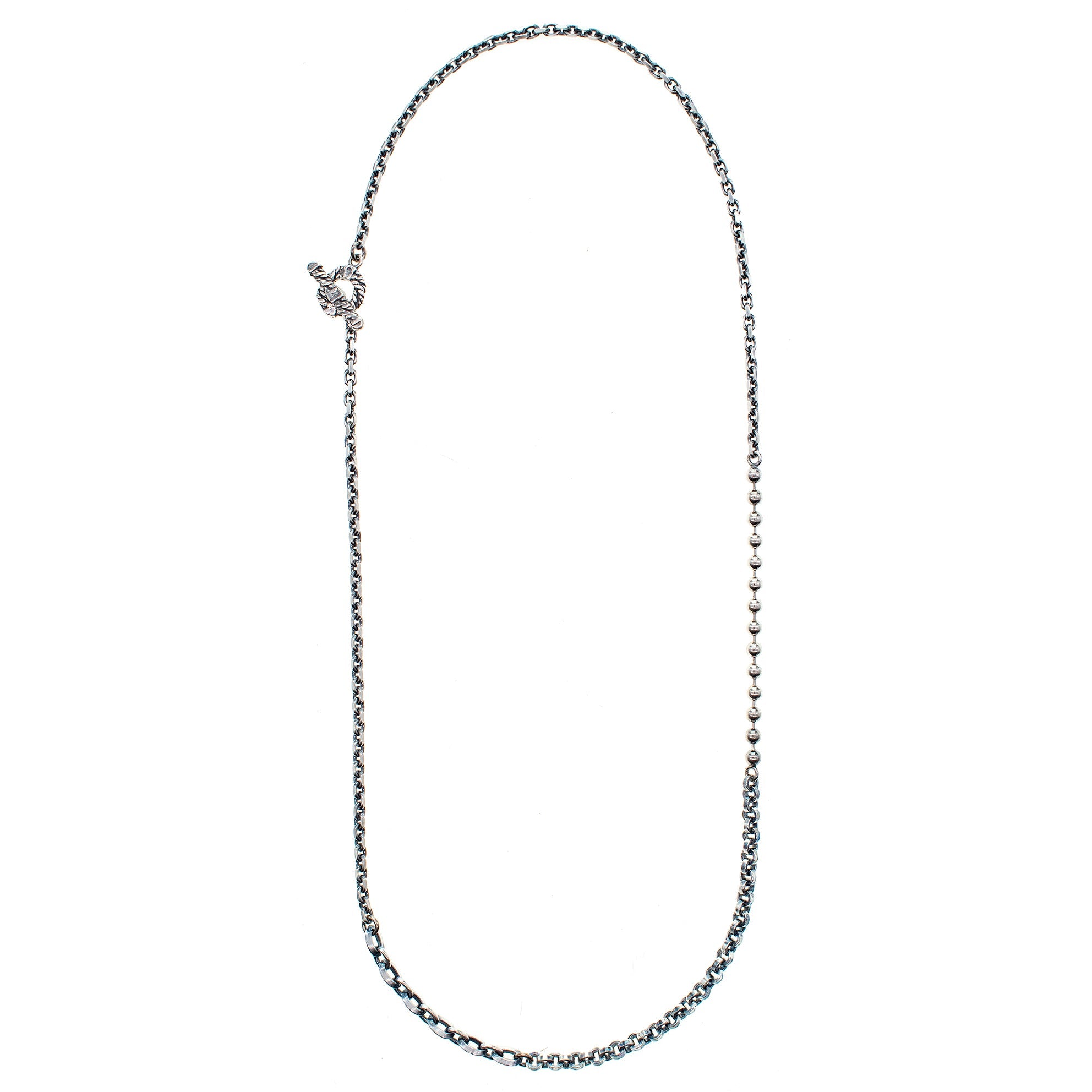 CH 237 Textured Toggle sterling Silver Chain Necklace