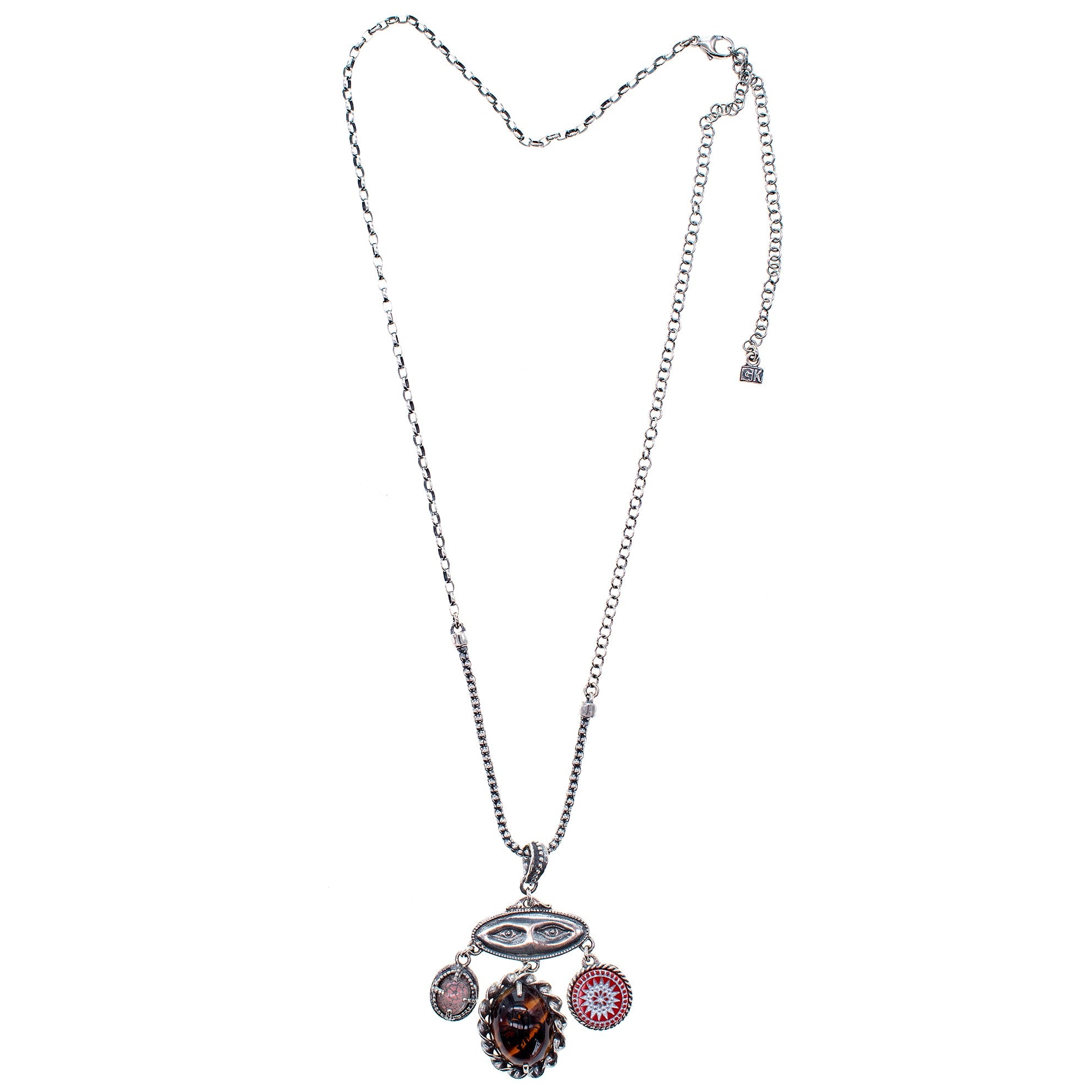 NK 25e08 Pink red Chandelier Necklace
