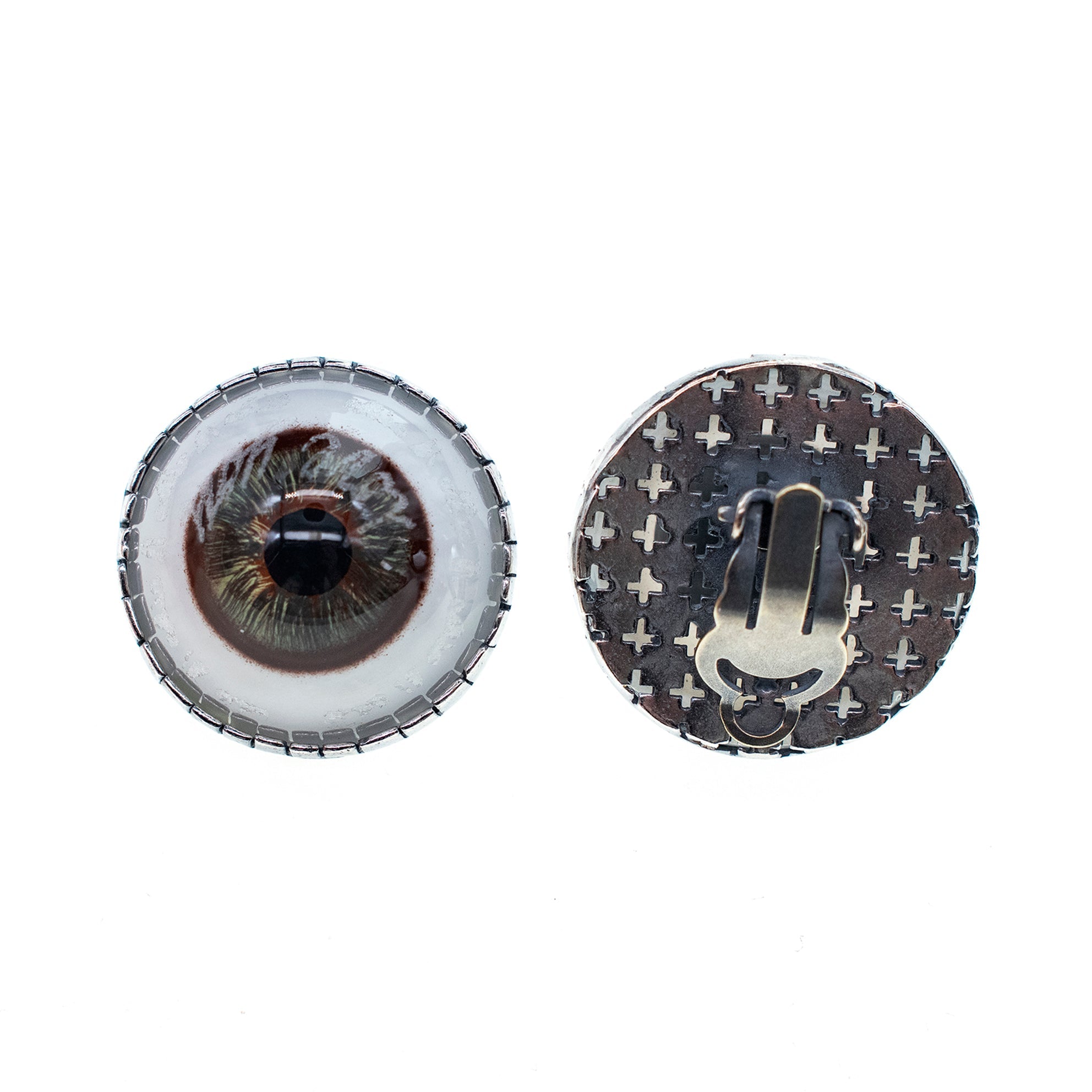 EC 25a10D Eye love you ear clips green eye