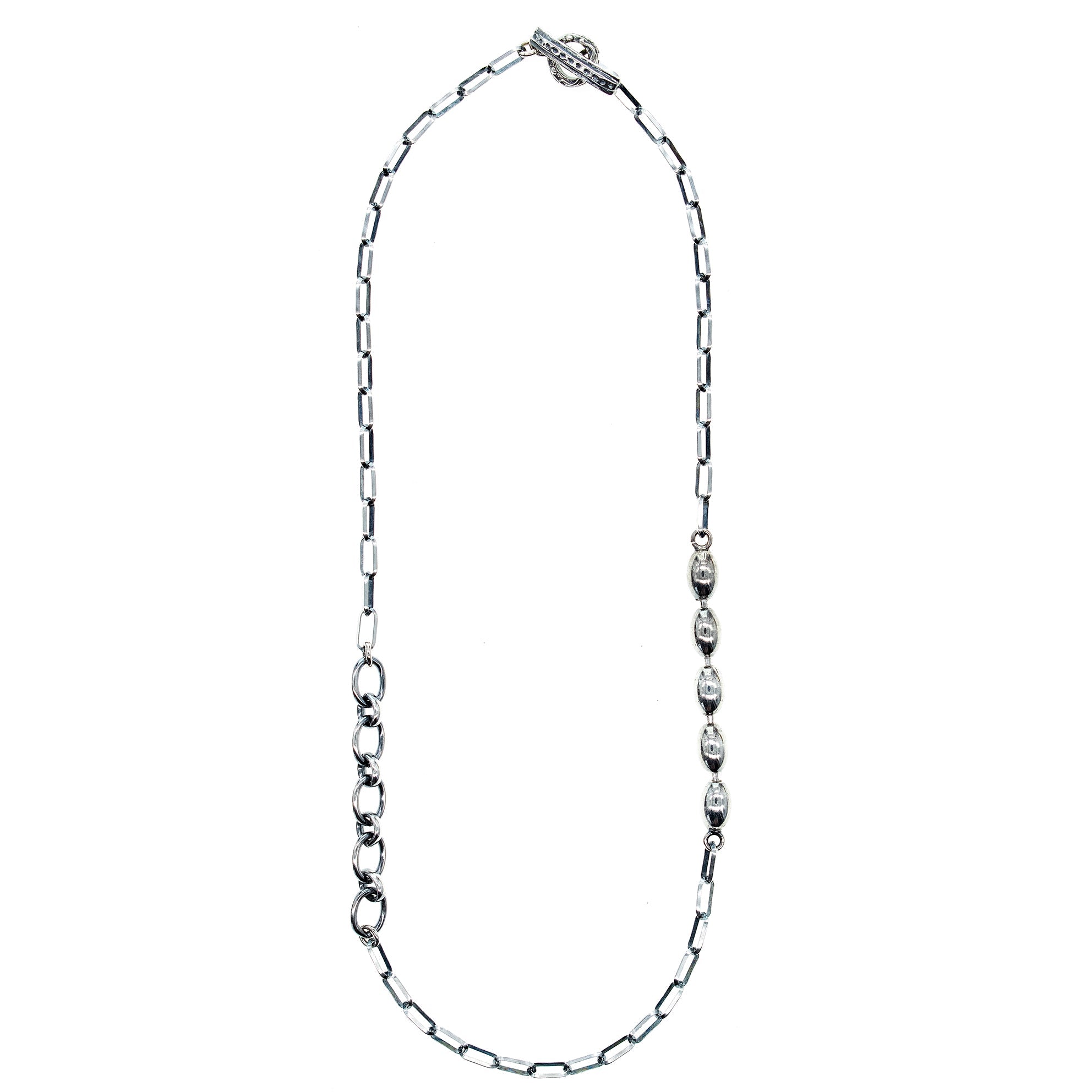 CH 236 Asymmetric sterling Silver Chain Necklace