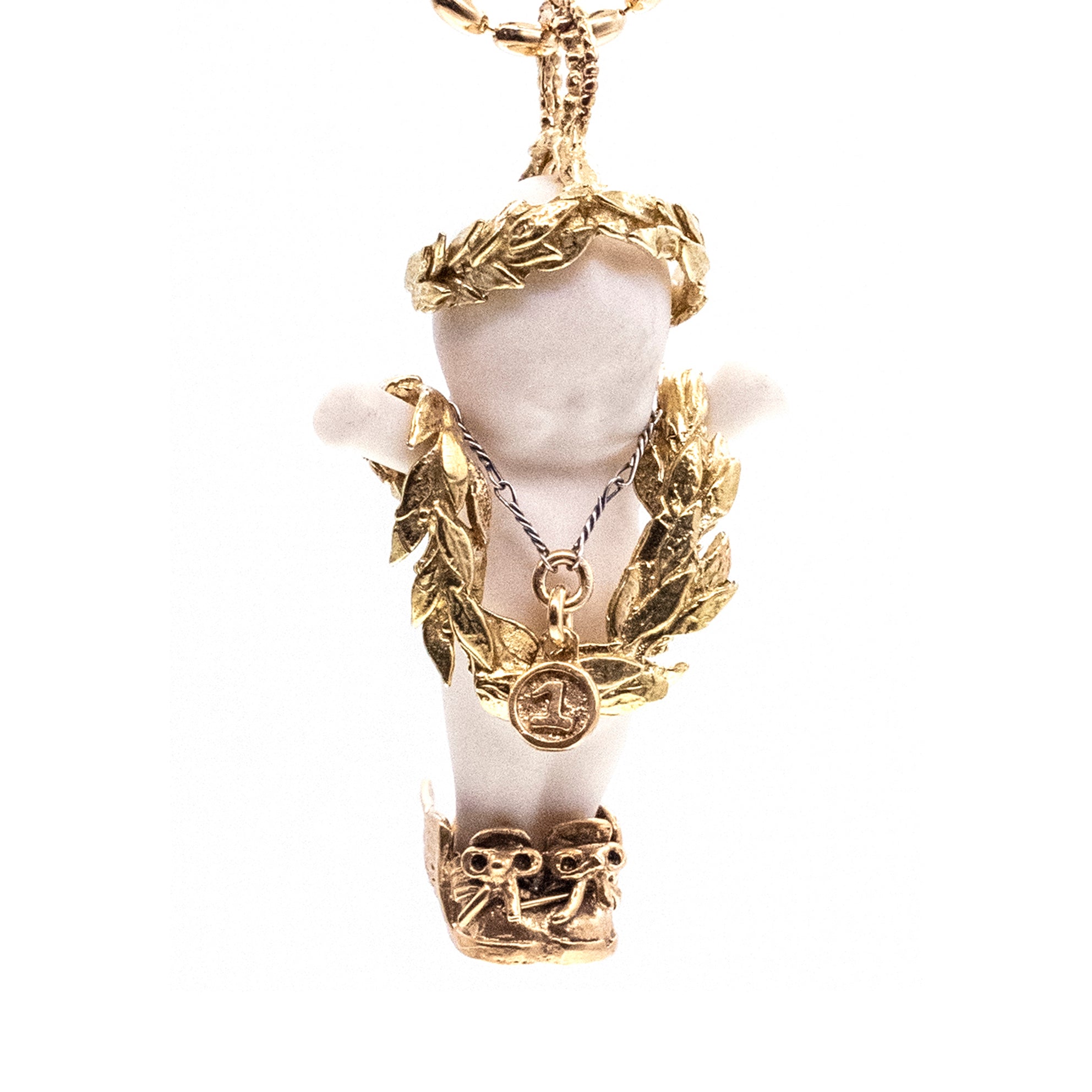 BG49A Happy Baby "Olympia" White and gold Necklace
