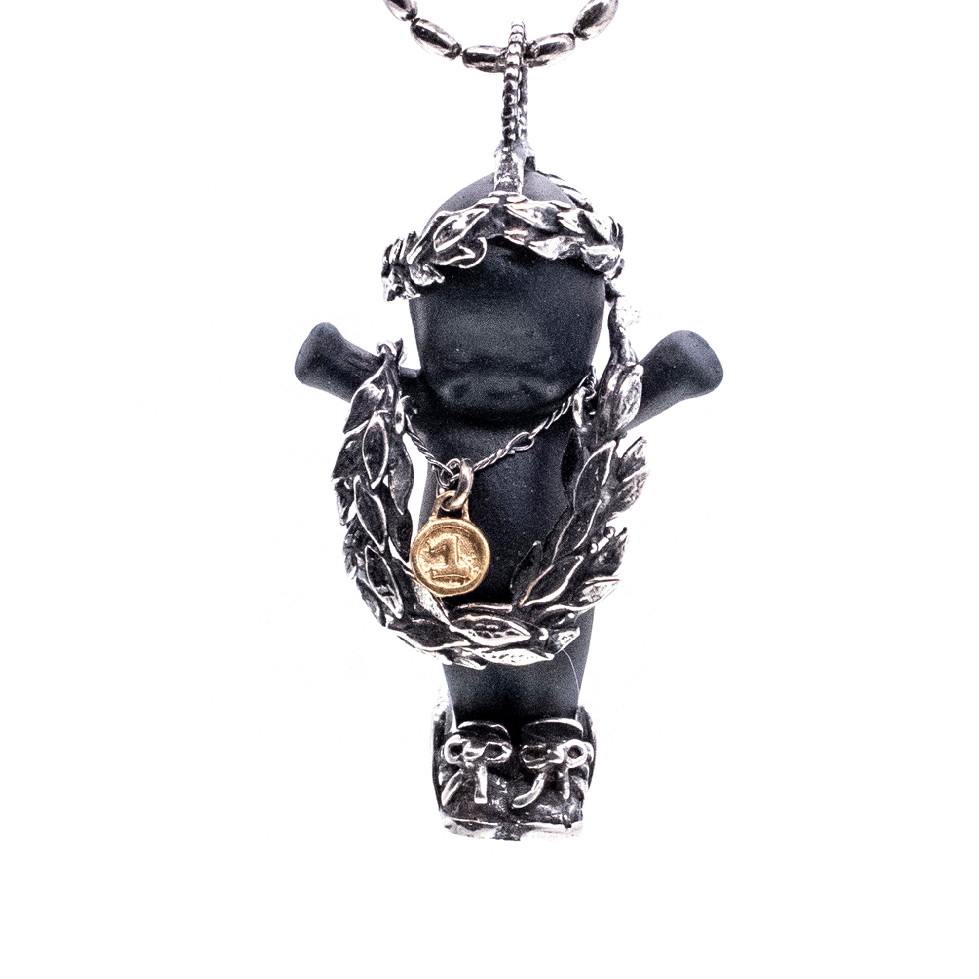 BS49B Happy Baby "Olympia" Black and silver Necklace