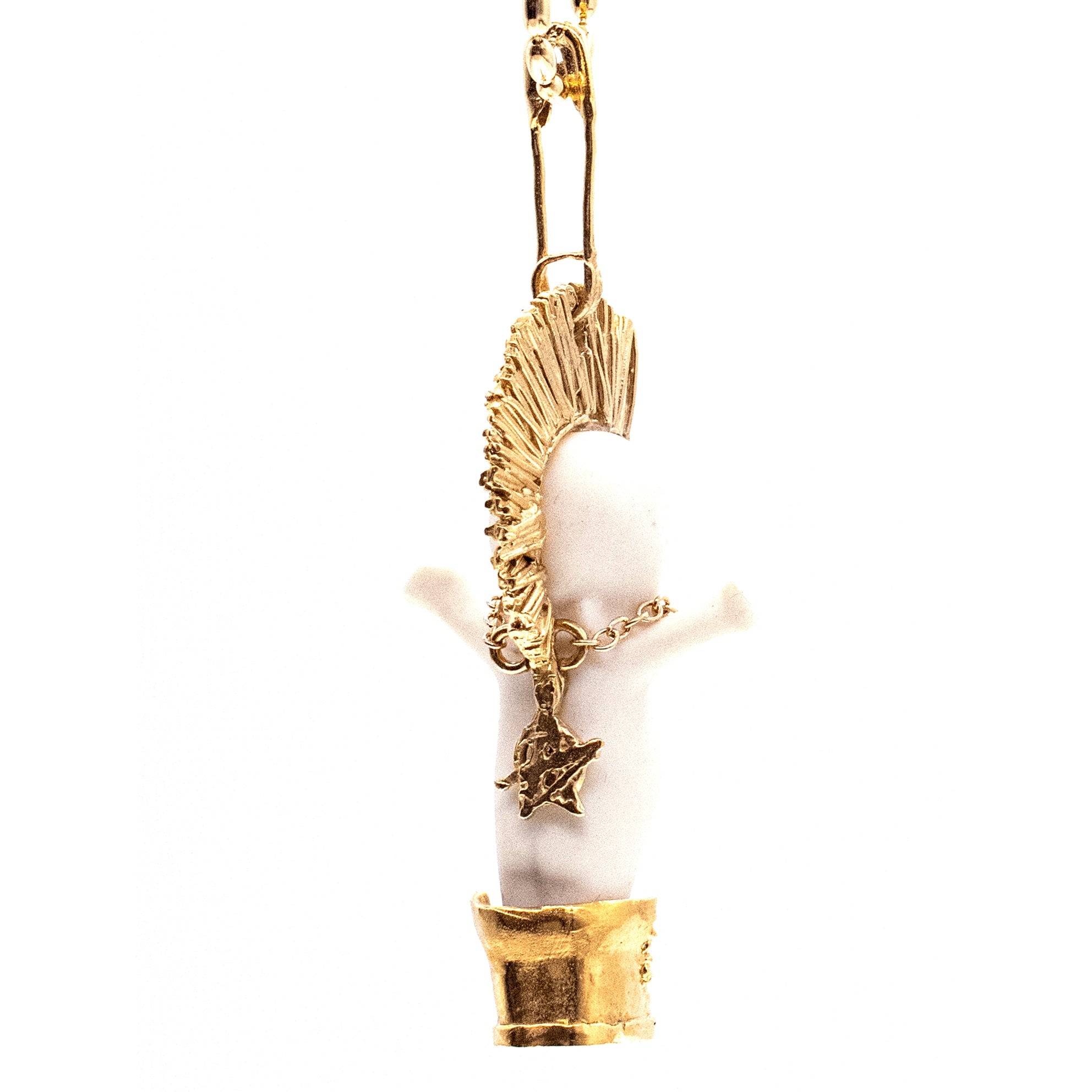 BG40A Happy Baby "Little Sid" White and gold Necklace