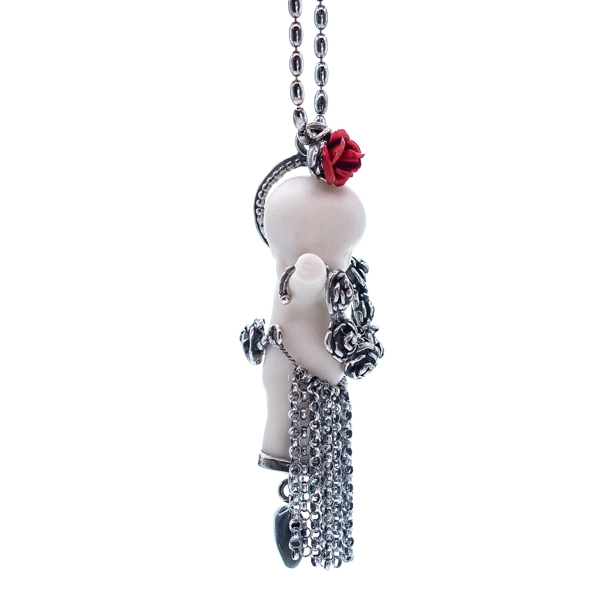 BS10A Happy Baby "Aloha baby" white and silver Necklace