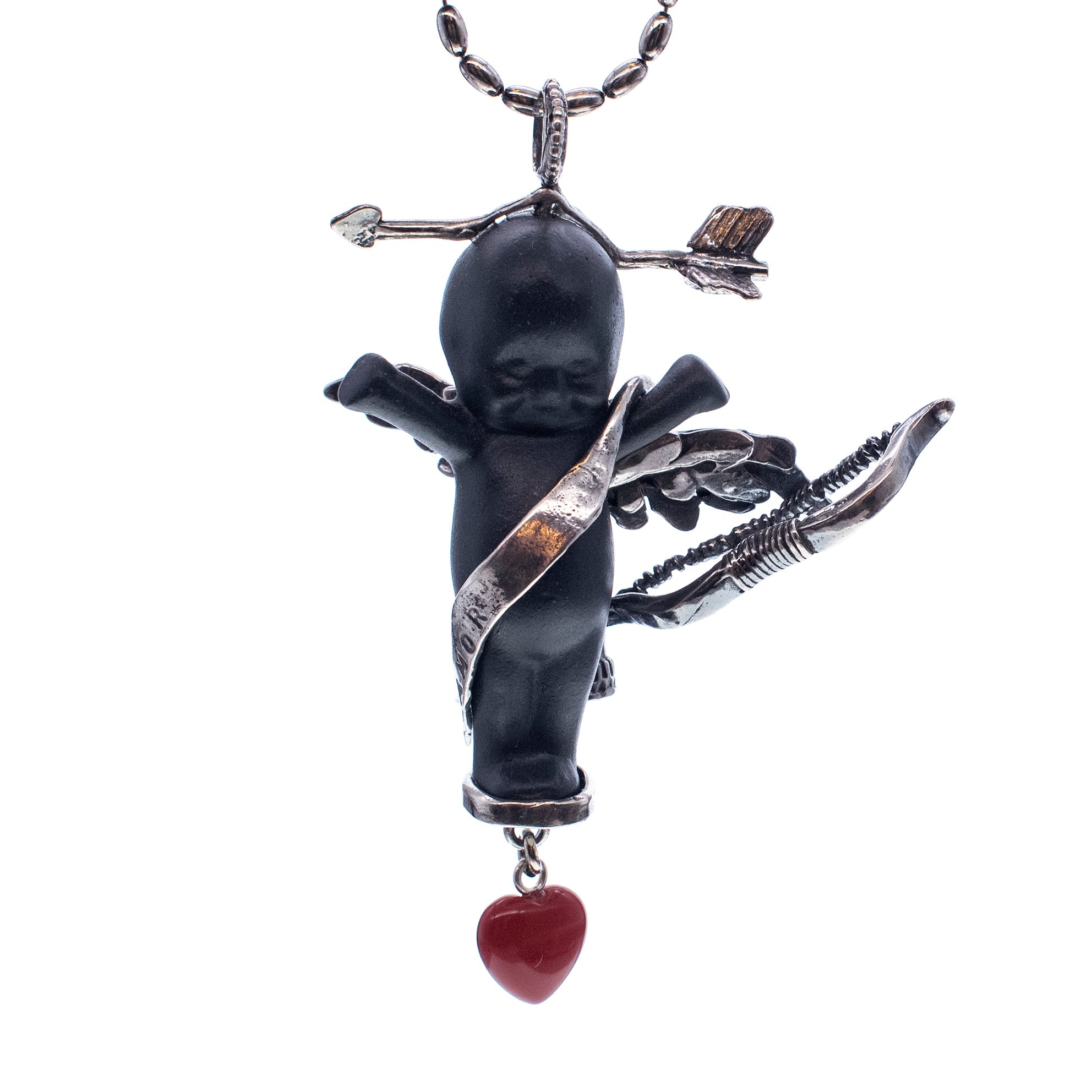 BS16B Happy Baby "Amor" Black and silver Necklace
