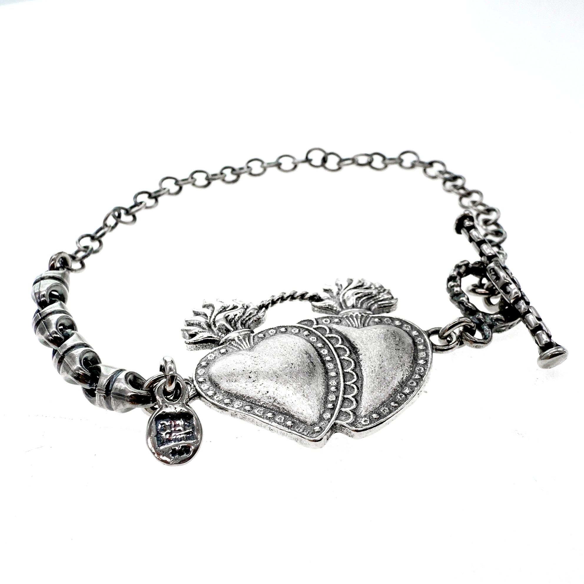 B 25e08 Silver Sacred Heart Bracelet
