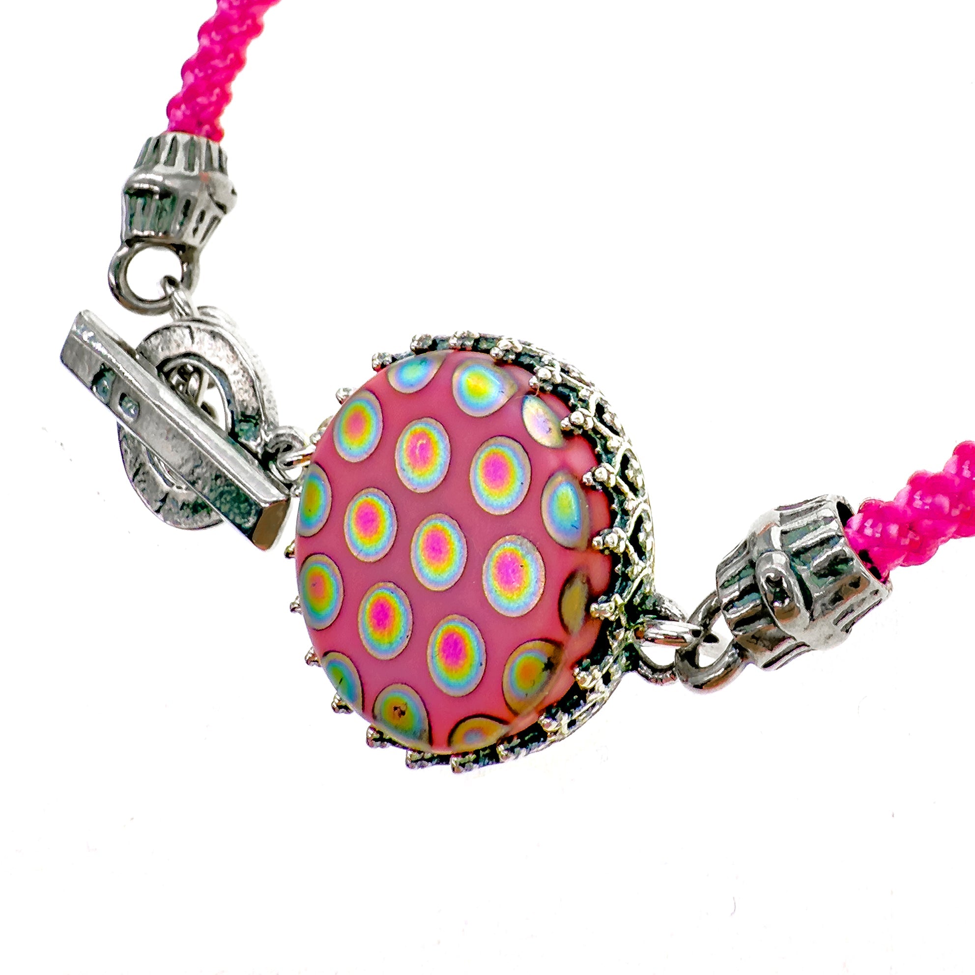 B 25e09 Pink Polka Dot Cord Bracelet