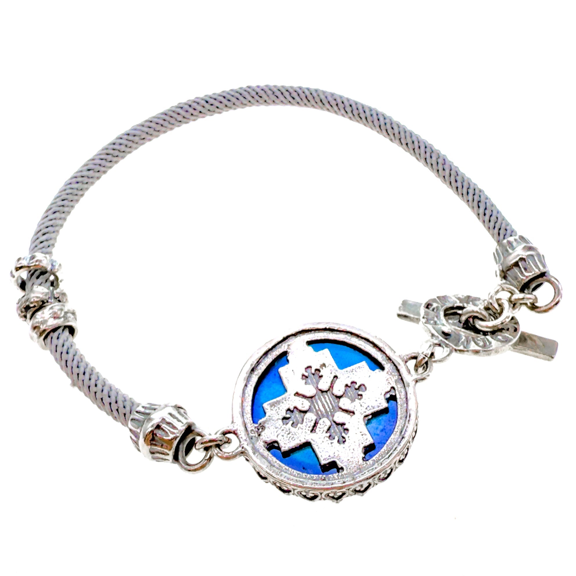 B 25e10 Grey and dark crystal Cord Bracelet