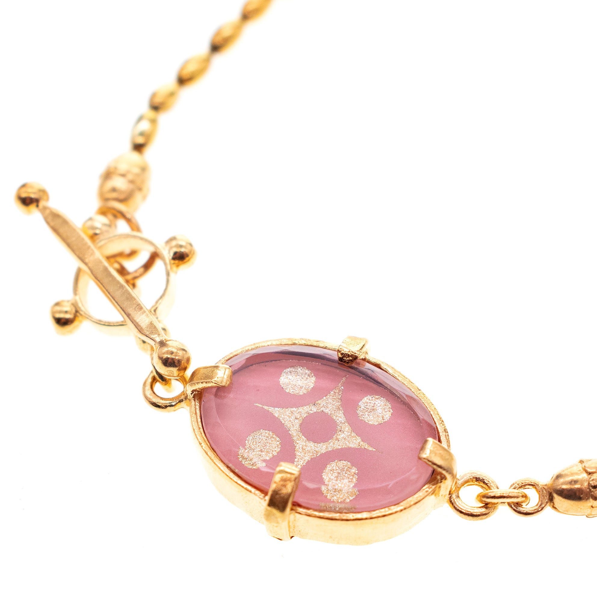 B 25g14C Pink Glass Crystal Bracelet