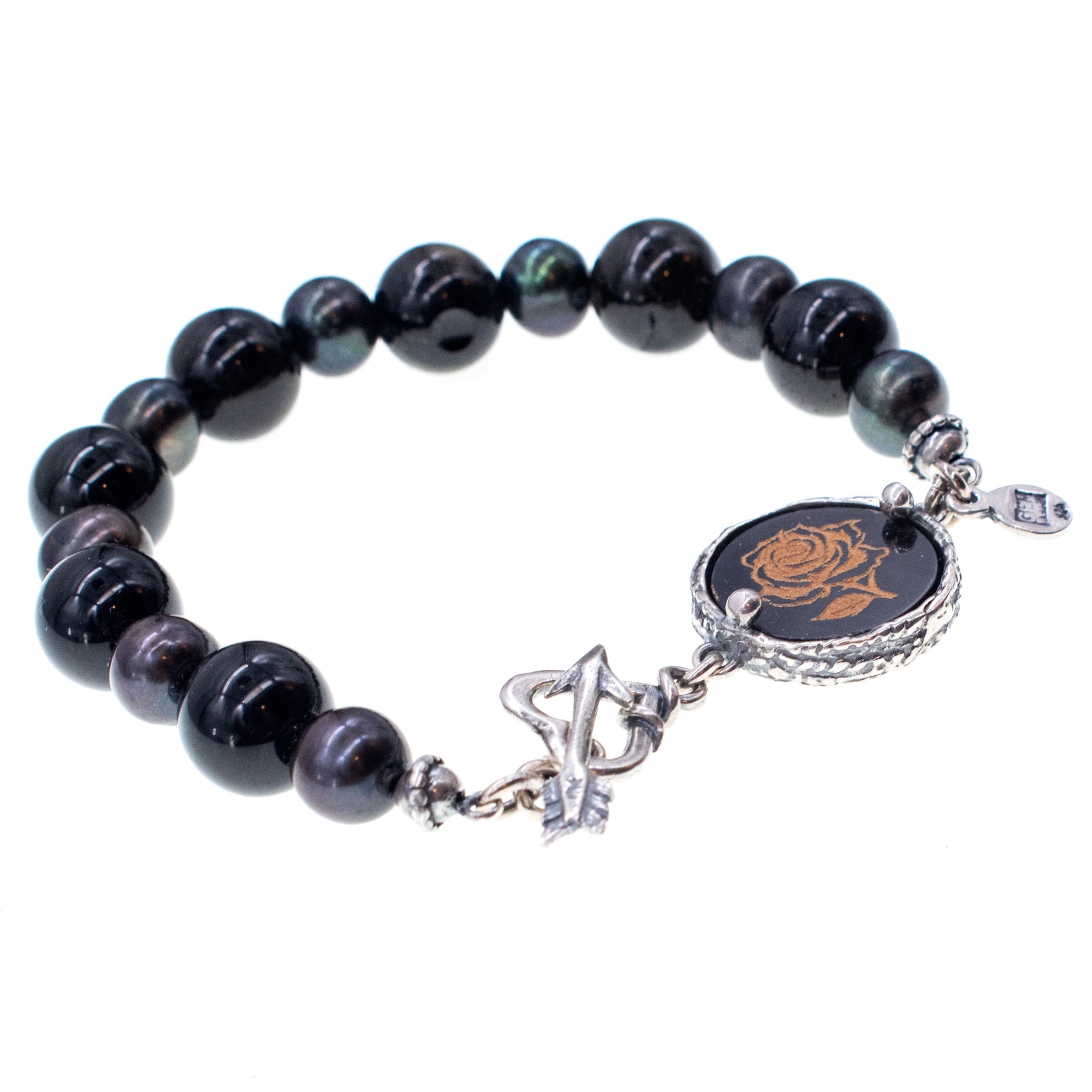 B 25h01B beaded bracelet black
