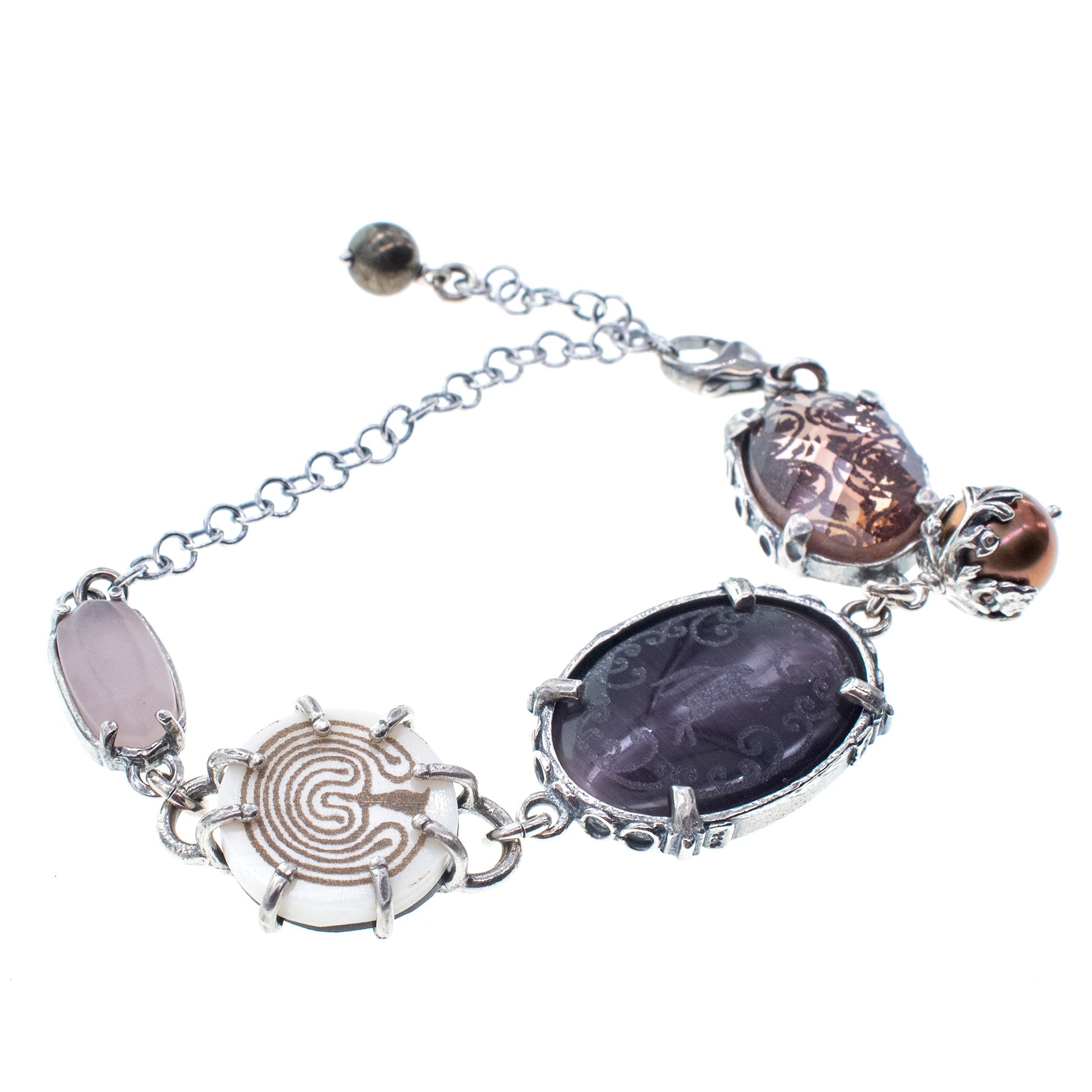 B 26a02 Multi-Stone Intaglio Symbol Bracelet